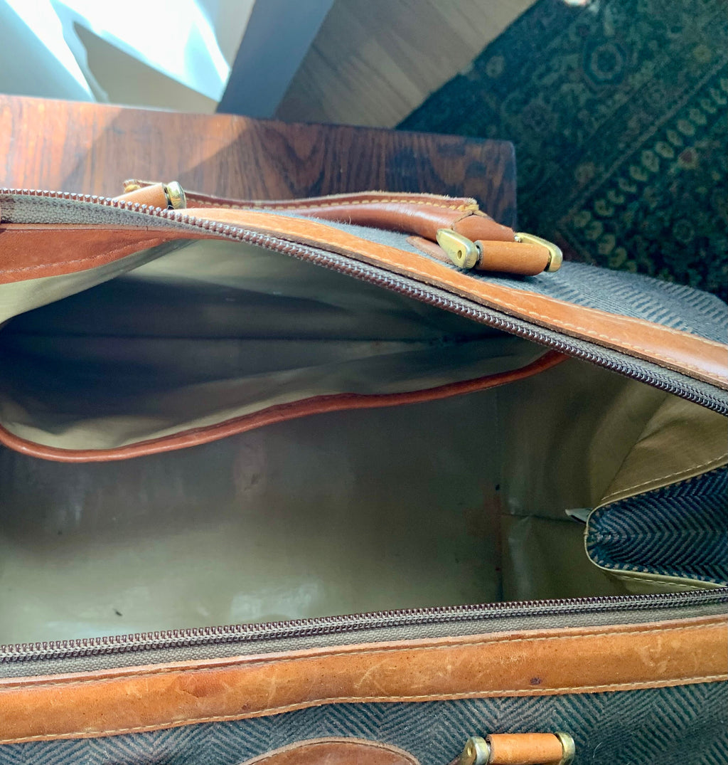 Vtg French Company Tweed Shoulder Bag | Tweed French Weekender Bag | MCM Tweed Bag |Tweed Crossbody Bag