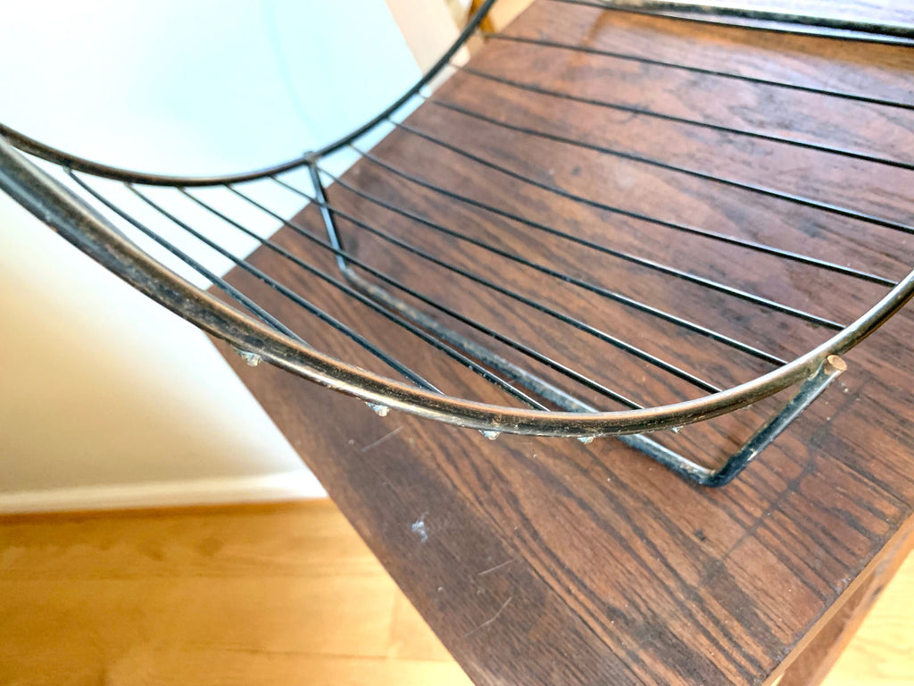 Vtg MCM Wire Magazine Rack | Mid Century Atomic Wire Magazine Rack | Brass Blanket Rack | Wire Towel Rack | Rustic Wire Stand
