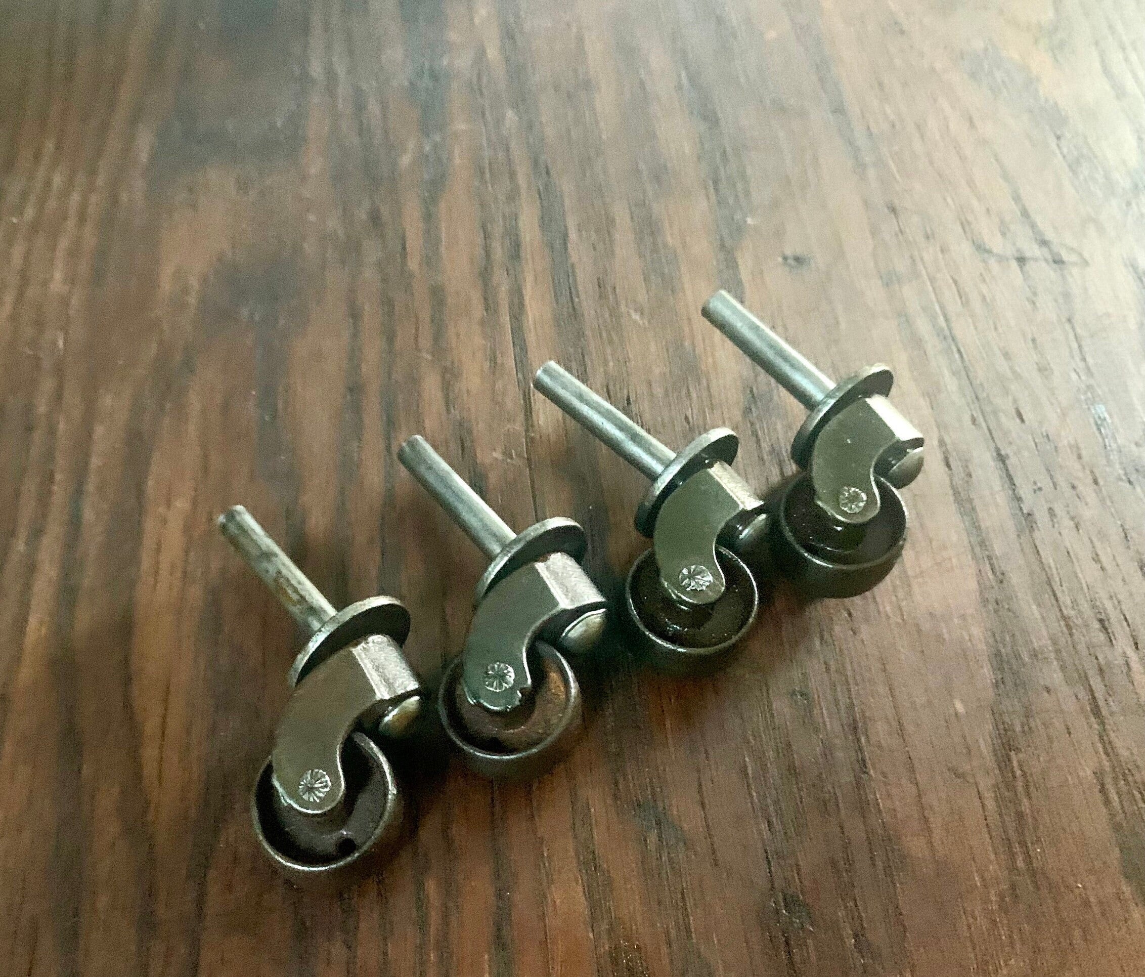 Salvaged Set of 4 Metal Casters | Metal Wheel Casters | Complete Set of 4 Early Metal Casters | Restoration Casters | Salvaged Casters
