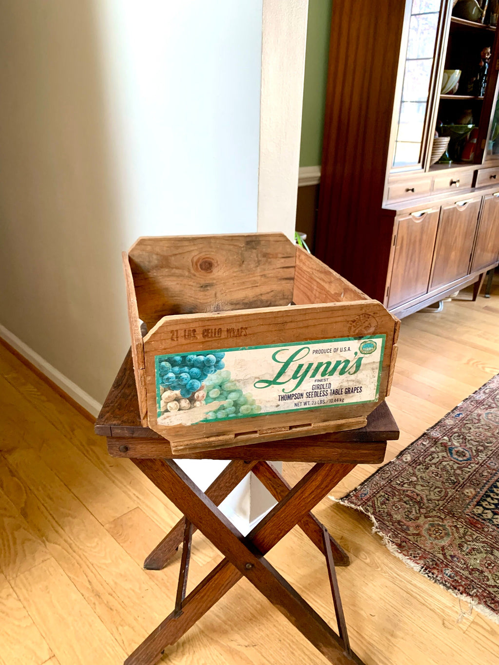 Vtg Wood Lynn's Finest Grape Crate | Wooden Grape Crate | Rustic Storage Greenleaf Farms Advertisement Box | Thompson Grapes Box