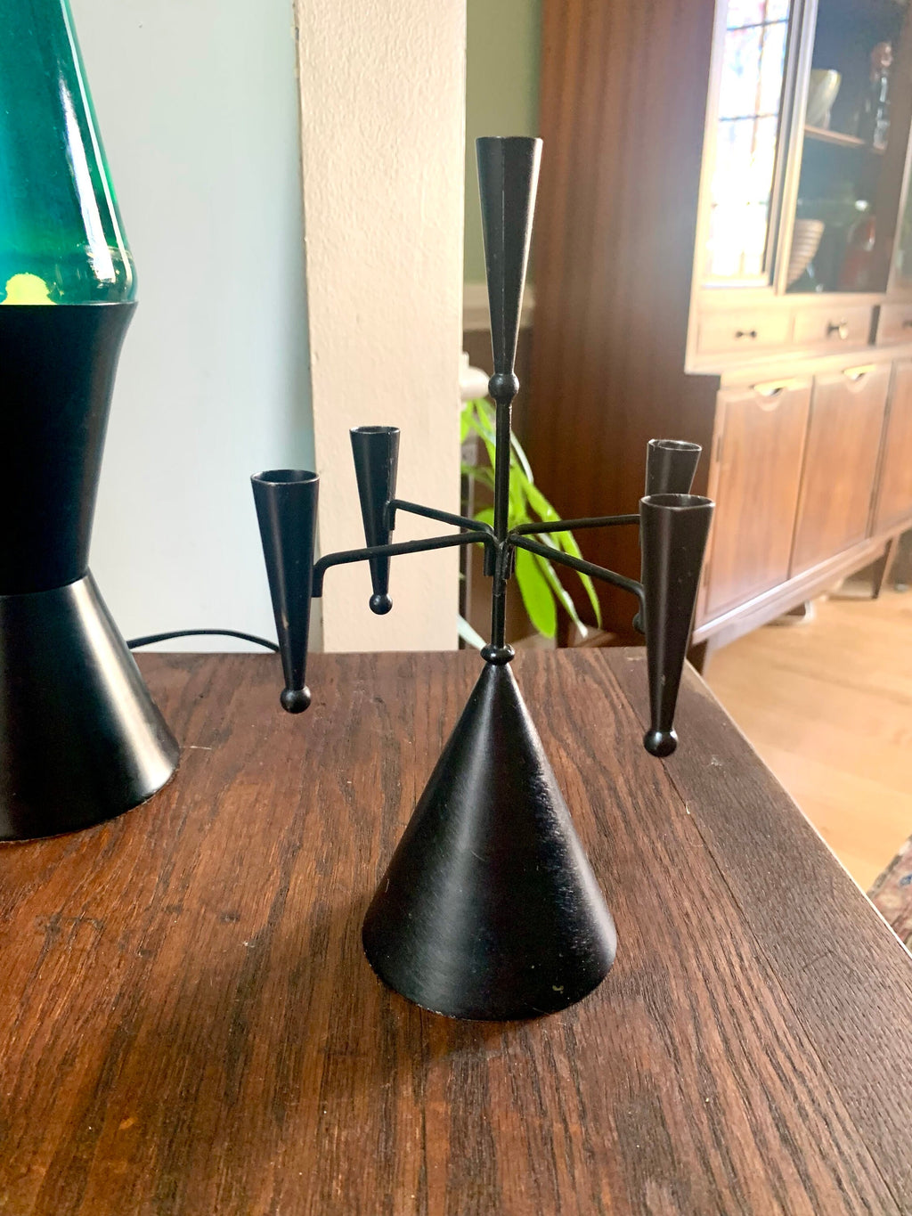 Vtg MCM Gunnar Ander Candelabra | Black Metal Ystad Metall Candelabra | Small Candlestick Holder | MCM Swedish Candle Holder