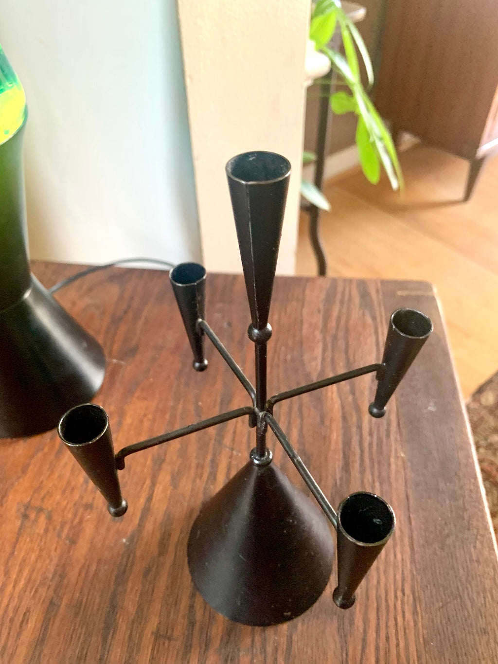 Vtg MCM Gunnar Ander Candelabra | Black Metal Ystad Metall Candelabra | Small Candlestick Holder | MCM Swedish Candle Holder