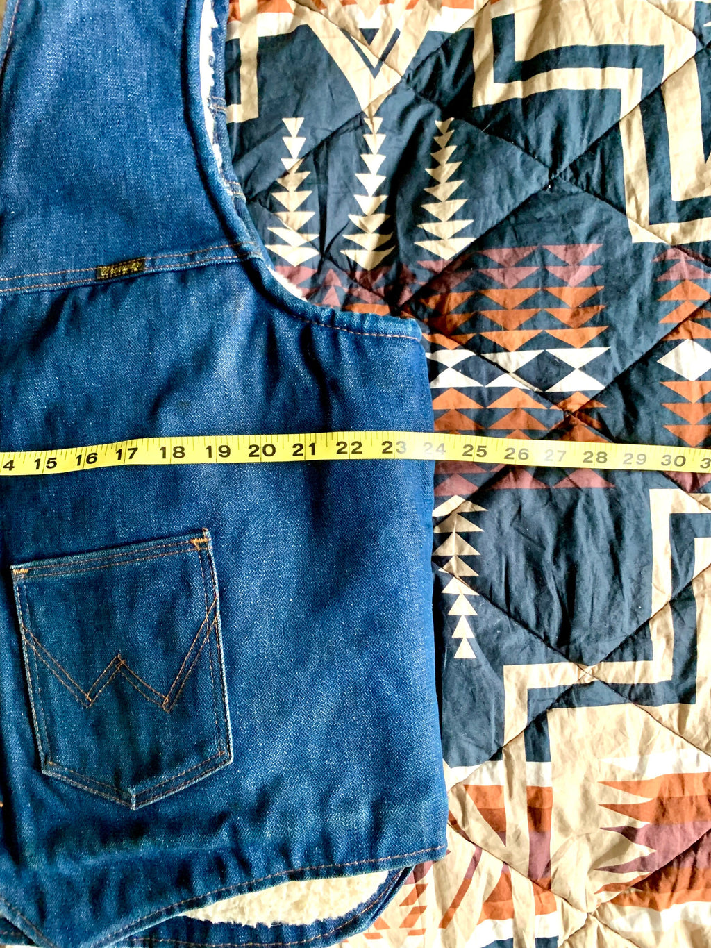 1970s Denim Vest | Wrangler Denim Vest | Sherpa Lined Wrangler Jean Vest | XL Wrangler VL200NV Vest | Denim Jean Vest | Western Jean Vest