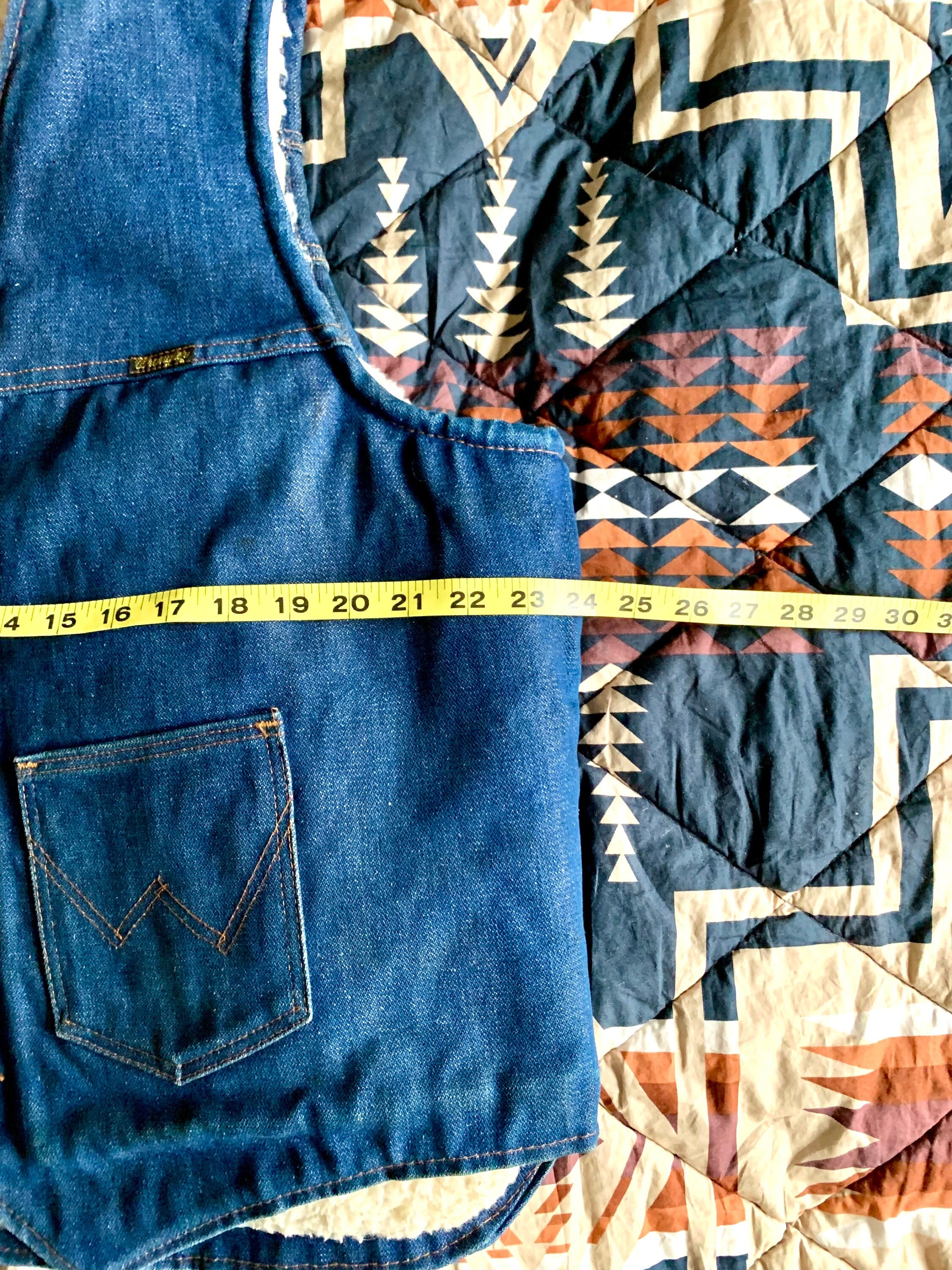 1970s Denim Vest | Wrangler Denim Vest | Sherpa Lined Wrangler Jean Vest | XL Wrangler VL200NV Vest | Denim Jean Vest | Western Jean Vest