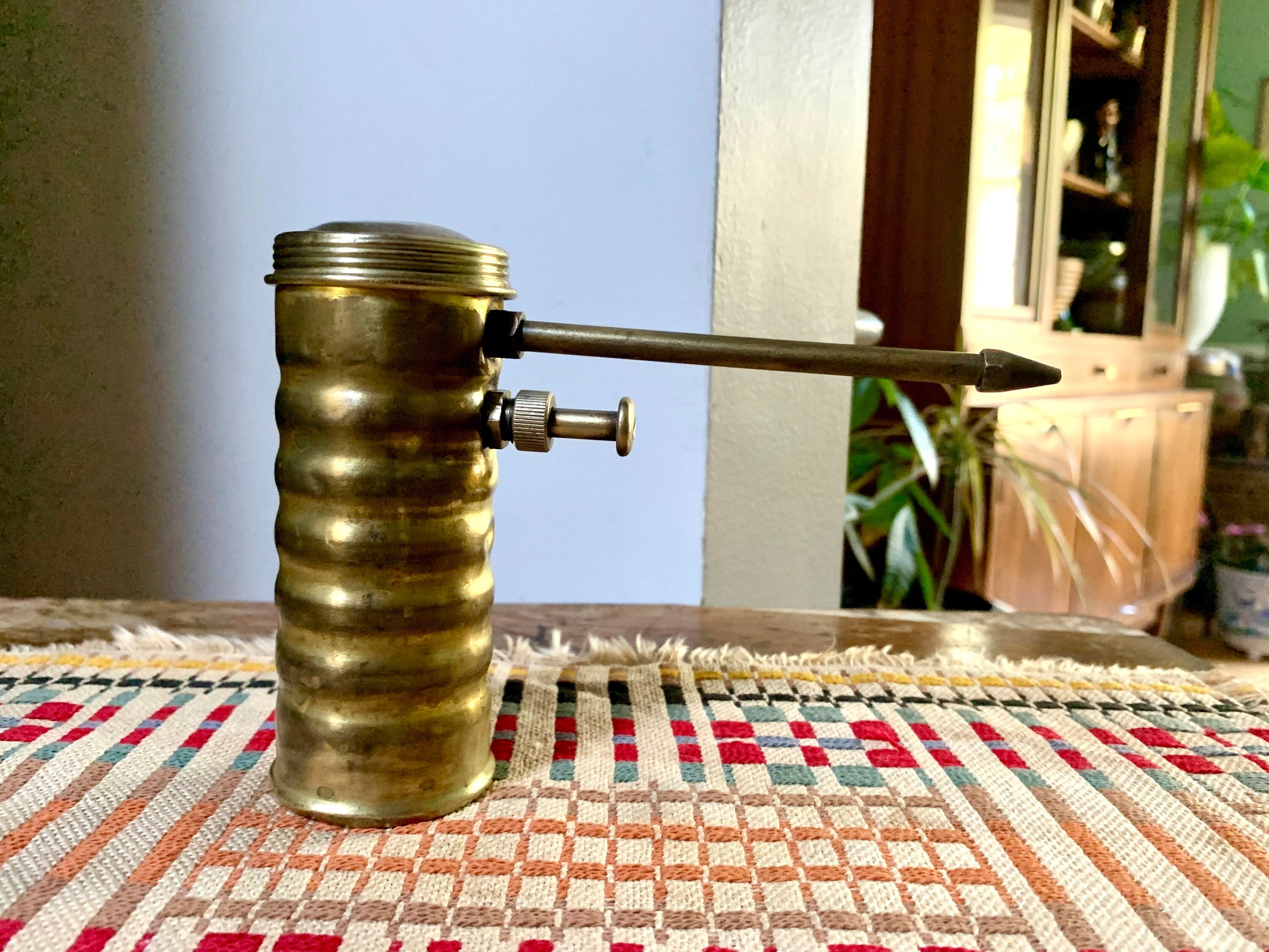 Vtg Early Brass Eagle 66 Oil Can | Brass Eagle 66 Oiler Can | Finger Pump Oil Can | Distressed Brass Oil Pump Can | Industrial Oil Can