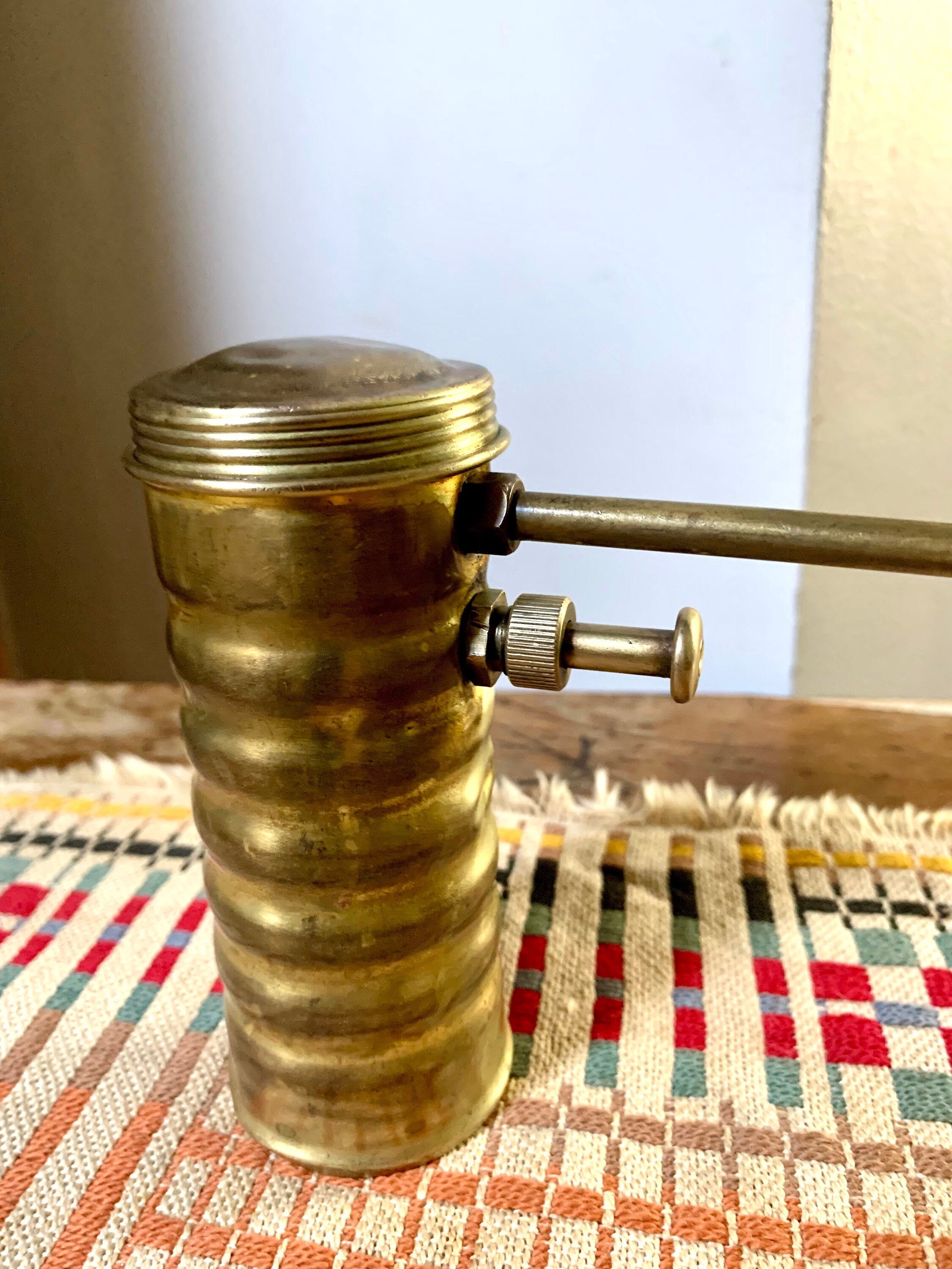 Vtg Early Brass Eagle 66 Oil Can | Brass Eagle 66 Oiler Can | Finger Pump Oil Can | Distressed Brass Oil Pump Can | Industrial Oil Can