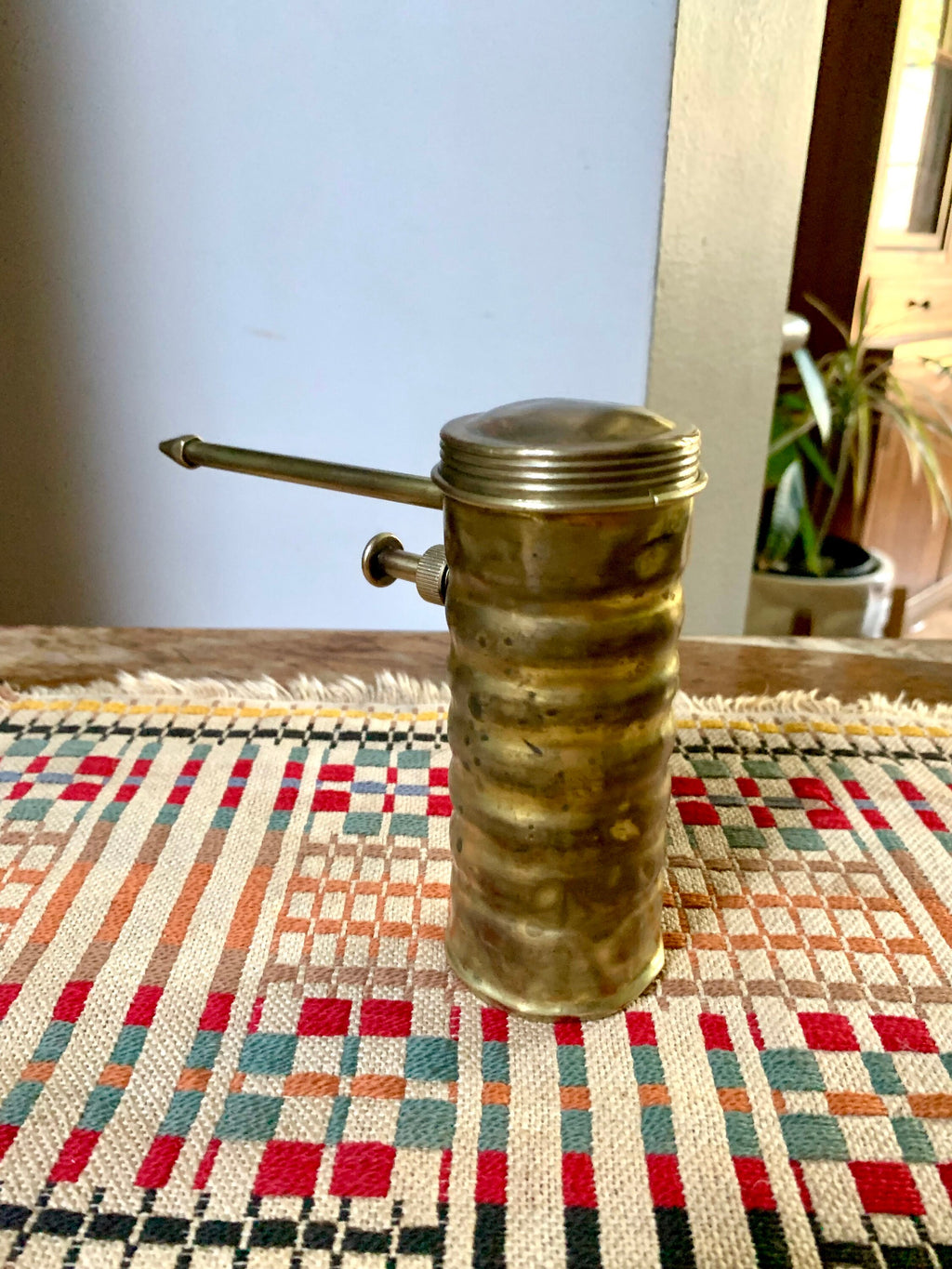 Vtg Early Brass Eagle 66 Oil Can | Brass Eagle 66 Oiler Can | Finger Pump Oil Can | Distressed Brass Oil Pump Can | Industrial Oil Can