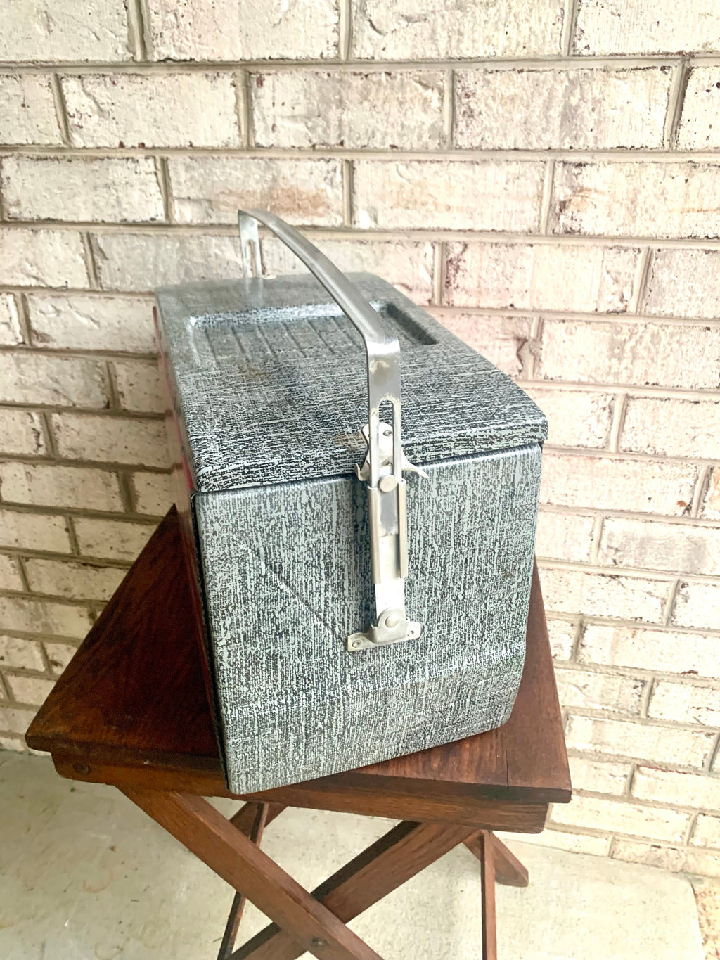Vtg Flamingo Metal Ice Chest | Red Plaid Metal Ice Chest | Poloron Flamingo Insulated Ice Chest | Vtg Eskimo Kooler Ice Chest