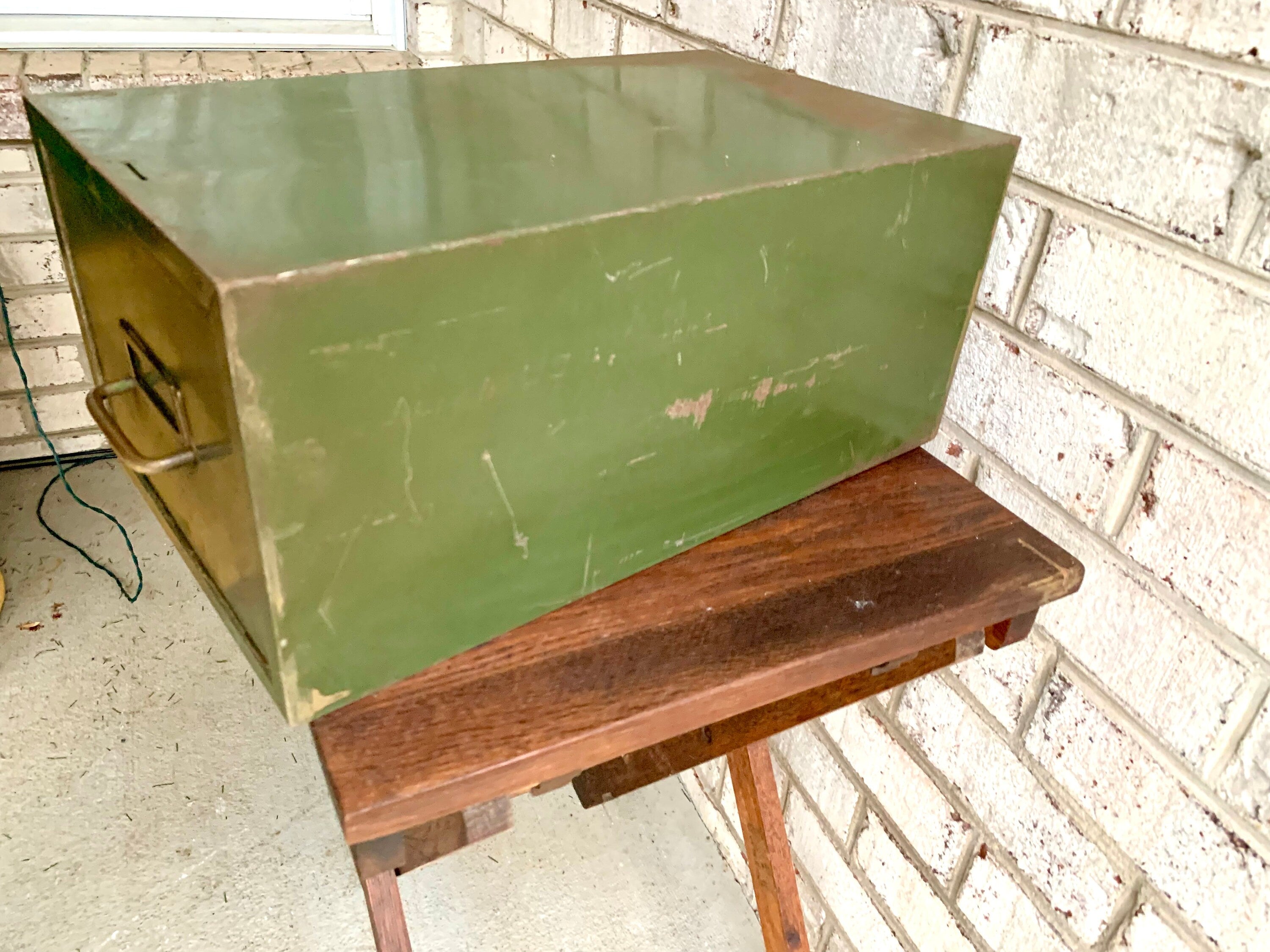 Vtg Metal Card Catalog Cabinet | Rustic Green Metal Drawer | Rustic Metal Cabinet Drawer | Metal Storage Box | Rustic Storage