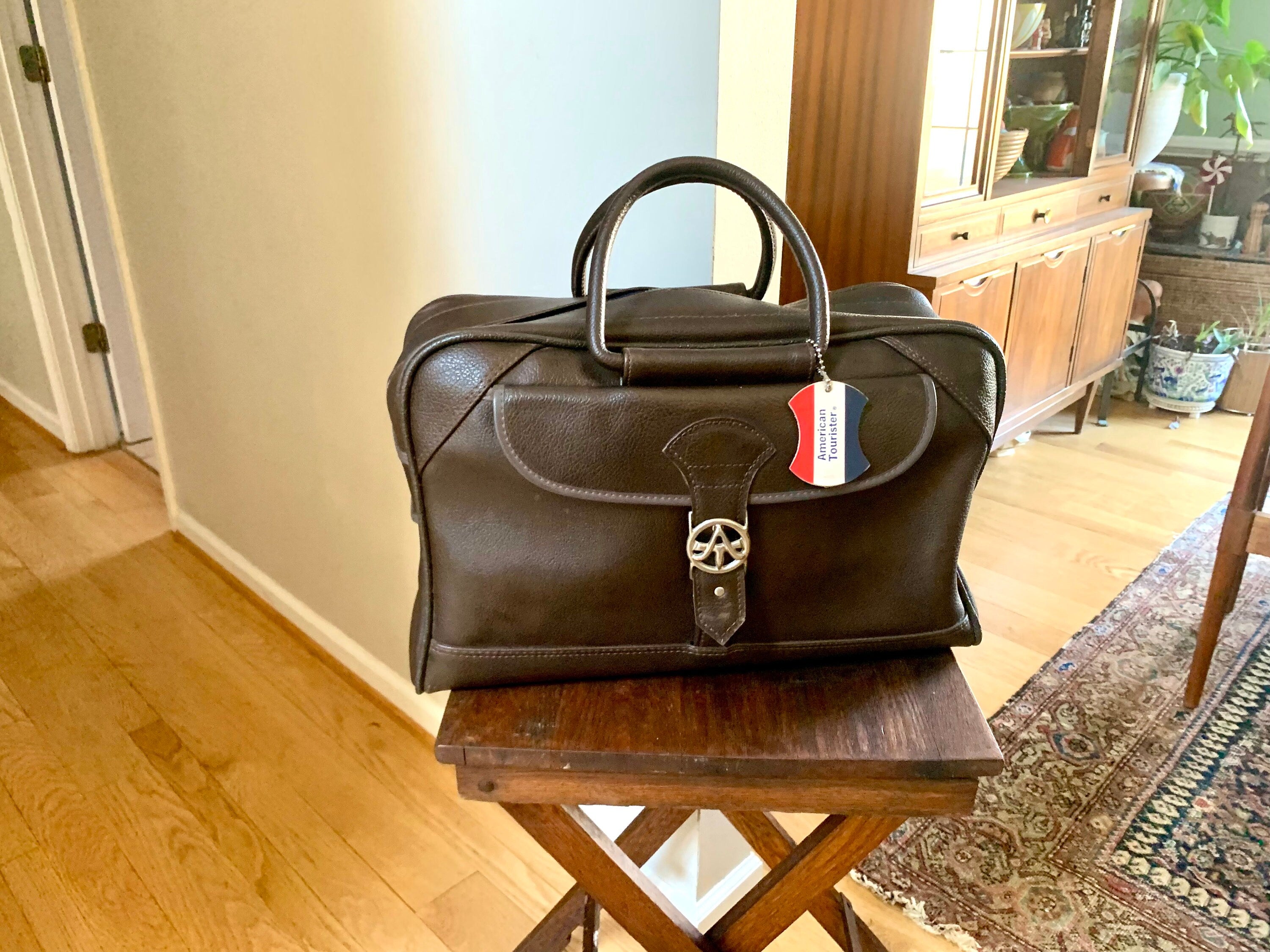 Vtg American Tourister Brown Weekender | American Tourister Hand Bag | Retro Shoulder Bag | Brown Weekend Luggage Bag | Carry On Bag