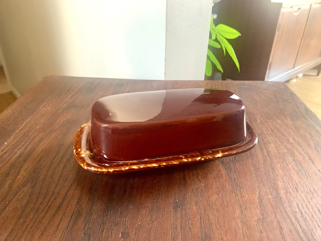 Vintage McCoy 7013 Butter Dish | Brown Drip Ceramic McCoy Butter Dish | Lidded McCoy Butter Dish | McCoy Covered Butter Dish