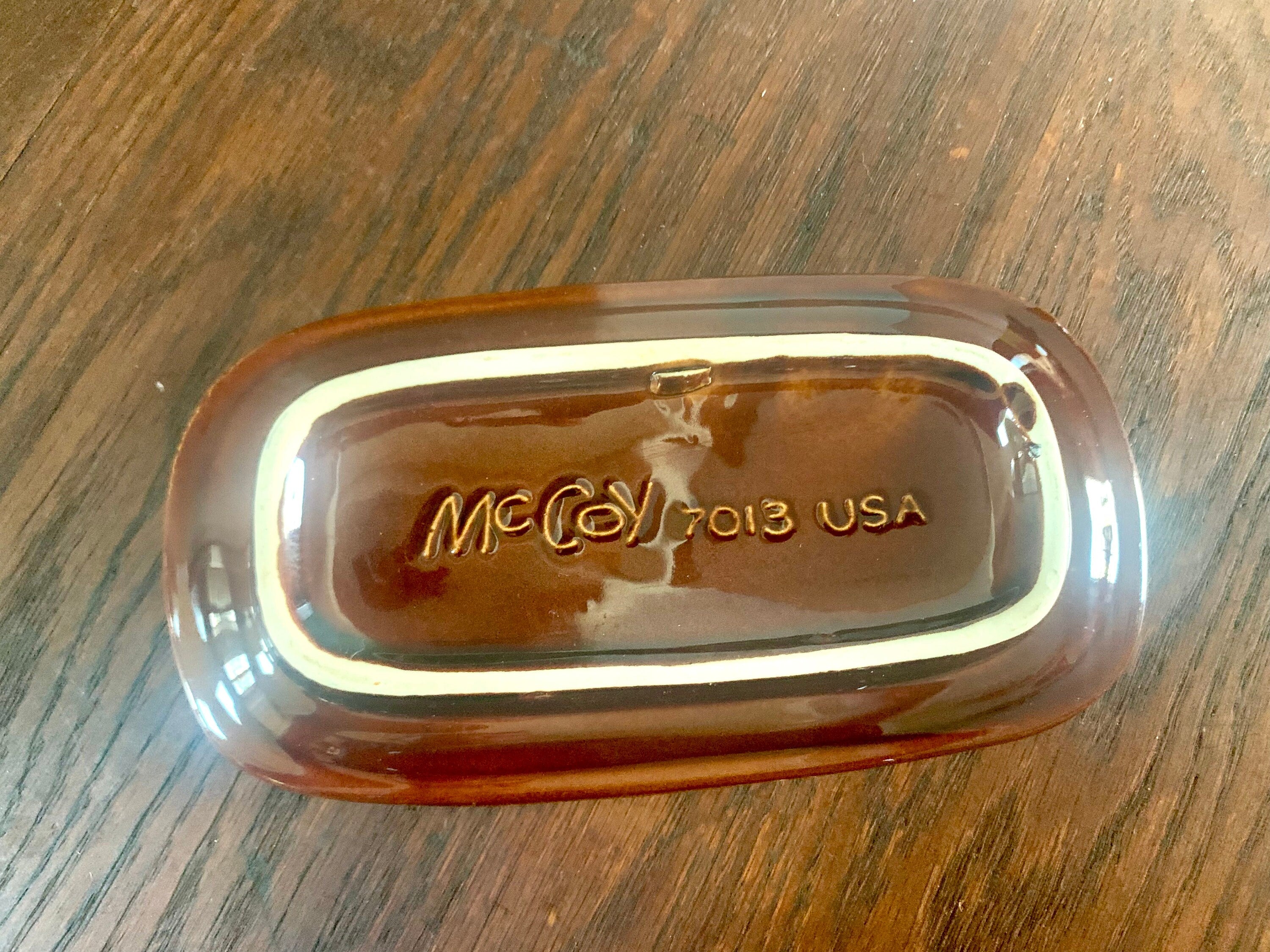Vintage McCoy 7013 Butter Dish | Brown Drip Ceramic McCoy Butter Dish | Lidded McCoy Butter Dish | McCoy Covered Butter Dish