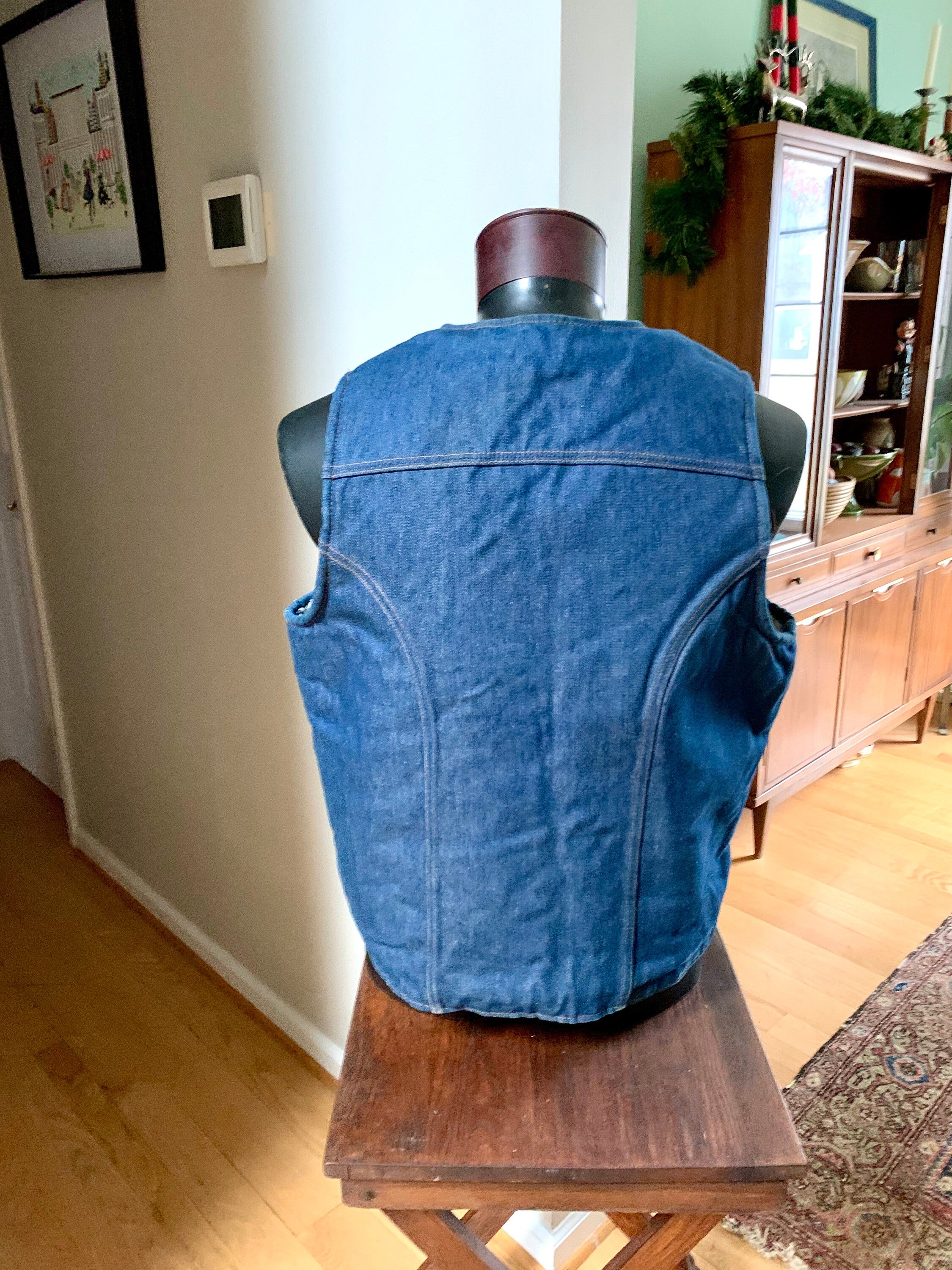 1970s Denim Vest | Wrangler Denim Vest | Sherpa Lined Wrangler Jean Vest | XL Wrangler VL200NV Vest | Denim Jean Vest | Western Jean Vest