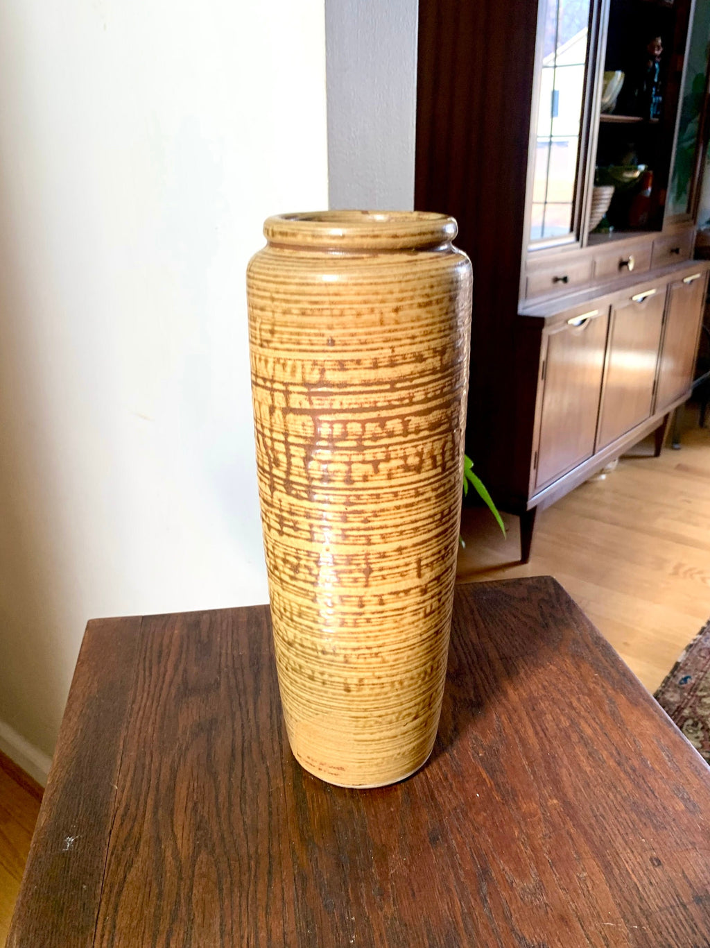 Vtg Tall Ceramic Vase | Tall Pottery Vase | Stoneware Pottery Vase | Unmarked Studio Ceramic Vase | Earthy 13 1/2" Tall Vase
