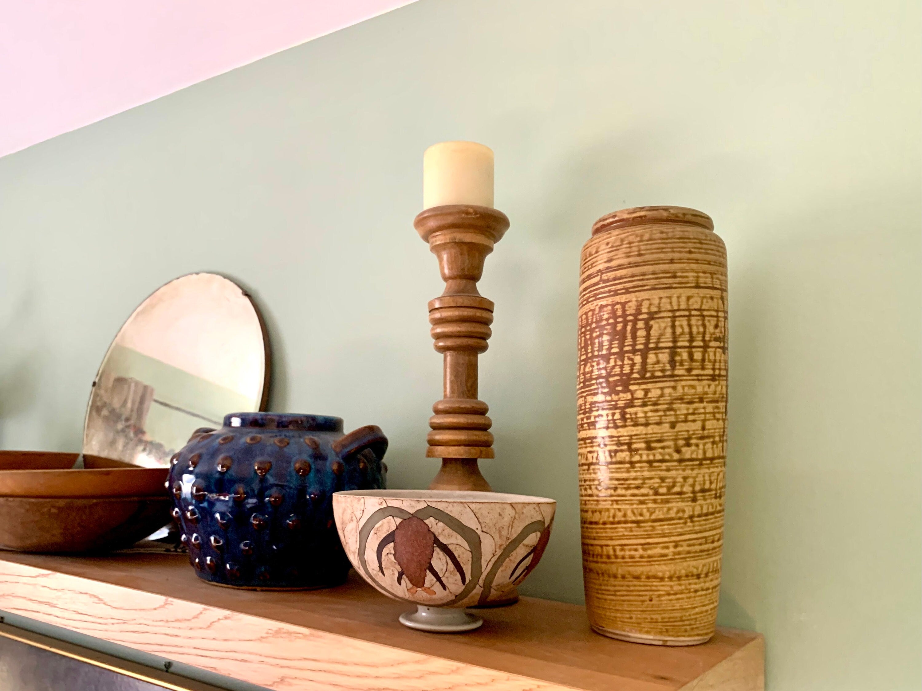 Vtg Tall Ceramic Vase | Tall Pottery Vase | Stoneware Pottery Vase | Unmarked Studio Ceramic Vase | Earthy 13 1/2" Tall Vase