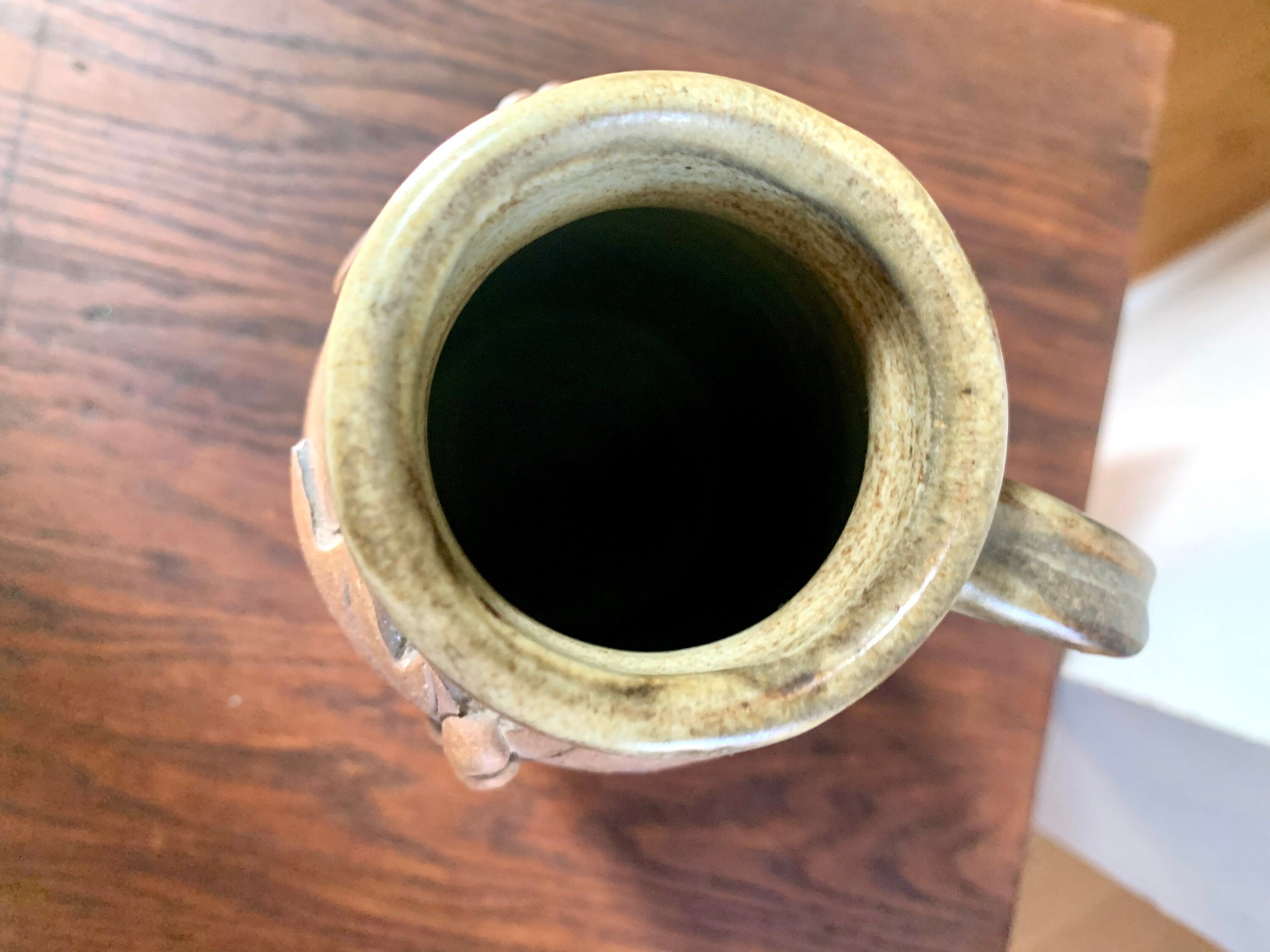 Vtg Middour Stoneware Pottery | Middour Stoneware Decanter | Handmade Ceramic Bottle | Leaf Design Pottery Vase