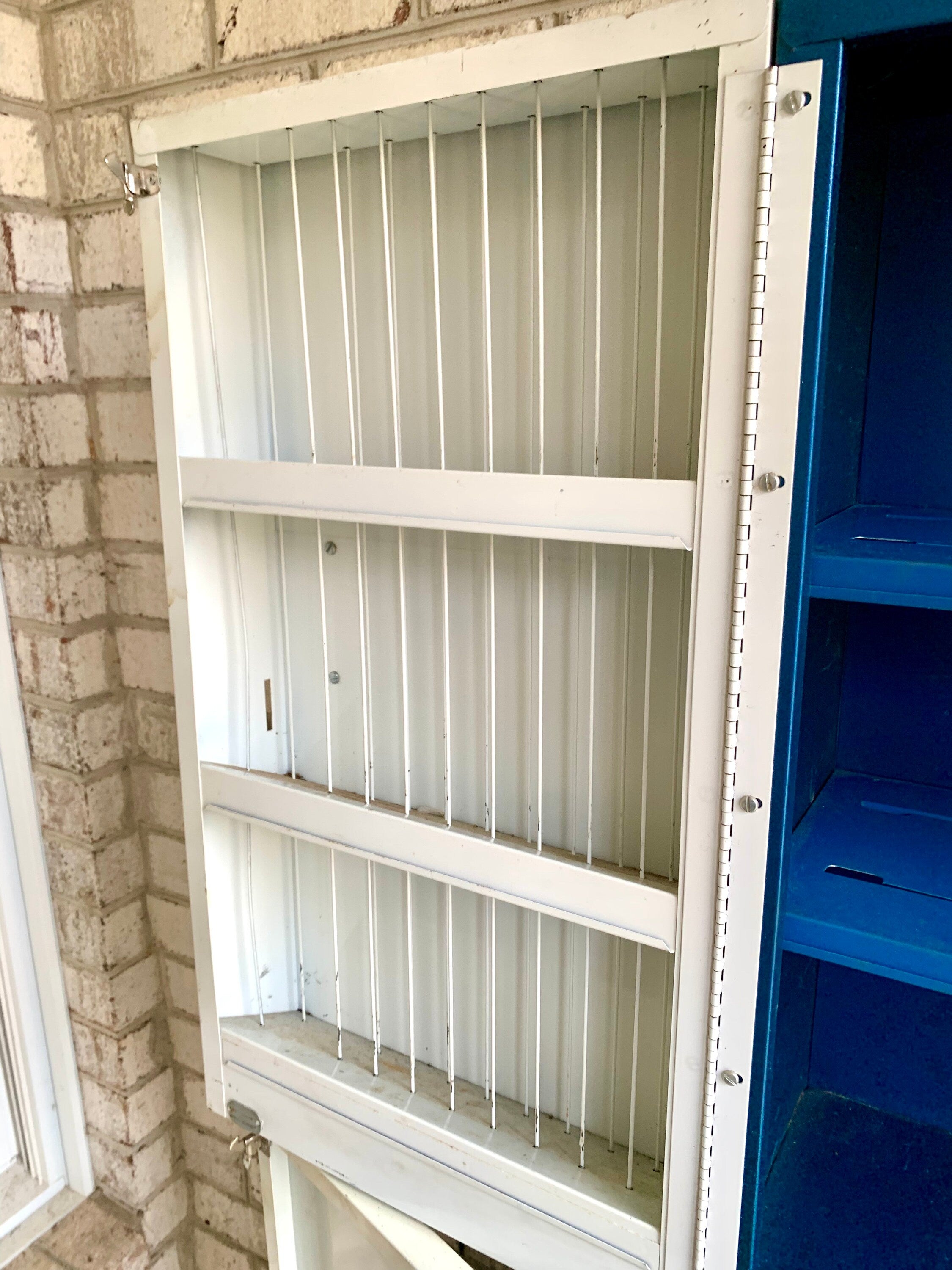 Vtg Metal AC Delco Standing Cabinet| GM Ac Delco Metal Parts Cabinet | GM Automotive Advertisement Bin | Industrial Automotive Cabinet