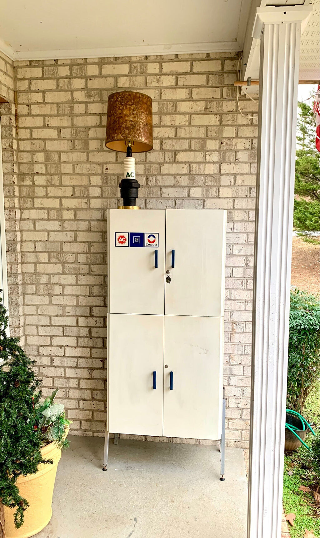 Vtg Metal AC Delco Standing Cabinet| GM Ac Delco Metal Parts Cabinet | GM Automotive Advertisement Bin | Industrial Automotive Cabinet