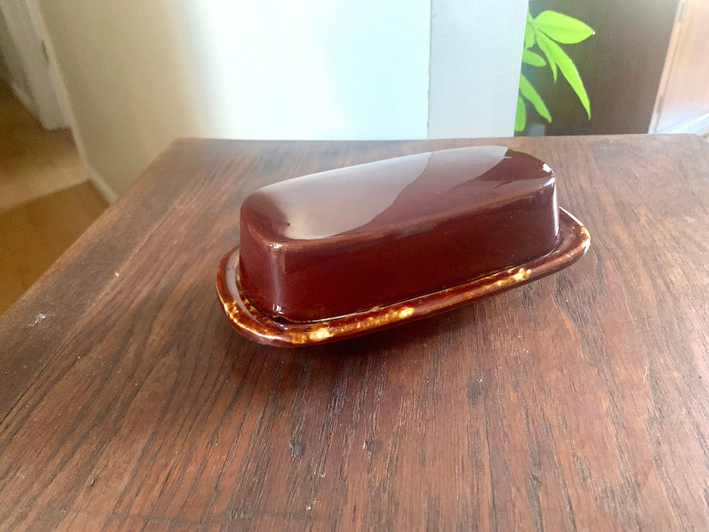 Vintage McCoy 7013 Butter Dish | Brown Drip Ceramic McCoy Butter Dish | Lidded McCoy Butter Dish | McCoy Covered Butter Dish