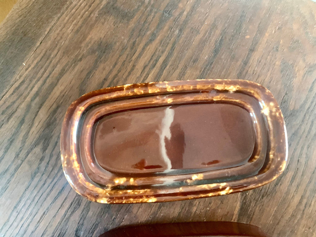 Vintage McCoy 7013 Butter Dish | Brown Drip Ceramic McCoy Butter Dish | Lidded McCoy Butter Dish | McCoy Covered Butter Dish