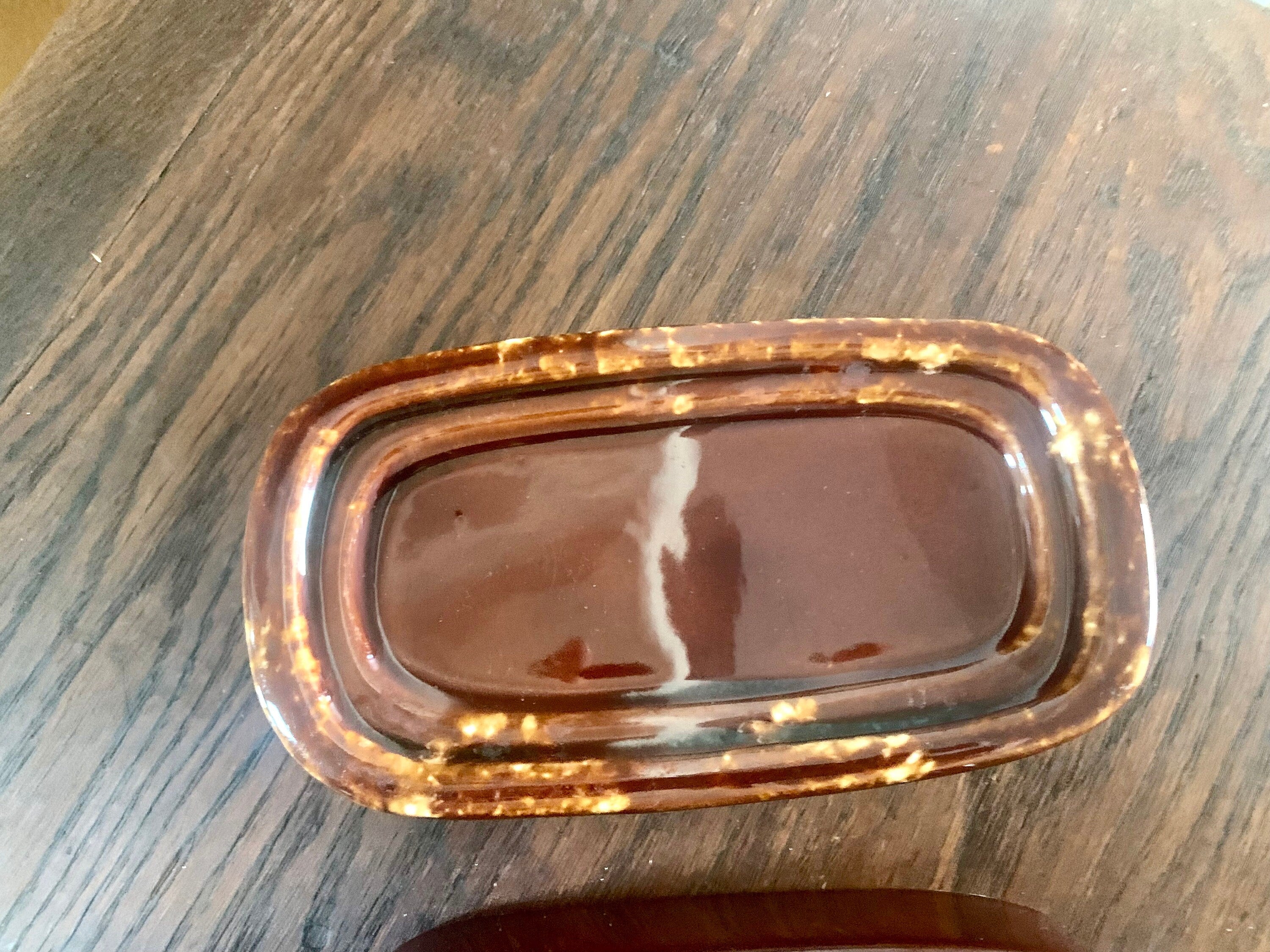 Vintage McCoy 7013 Butter Dish | Brown Drip Ceramic McCoy Butter Dish | Lidded McCoy Butter Dish | McCoy Covered Butter Dish