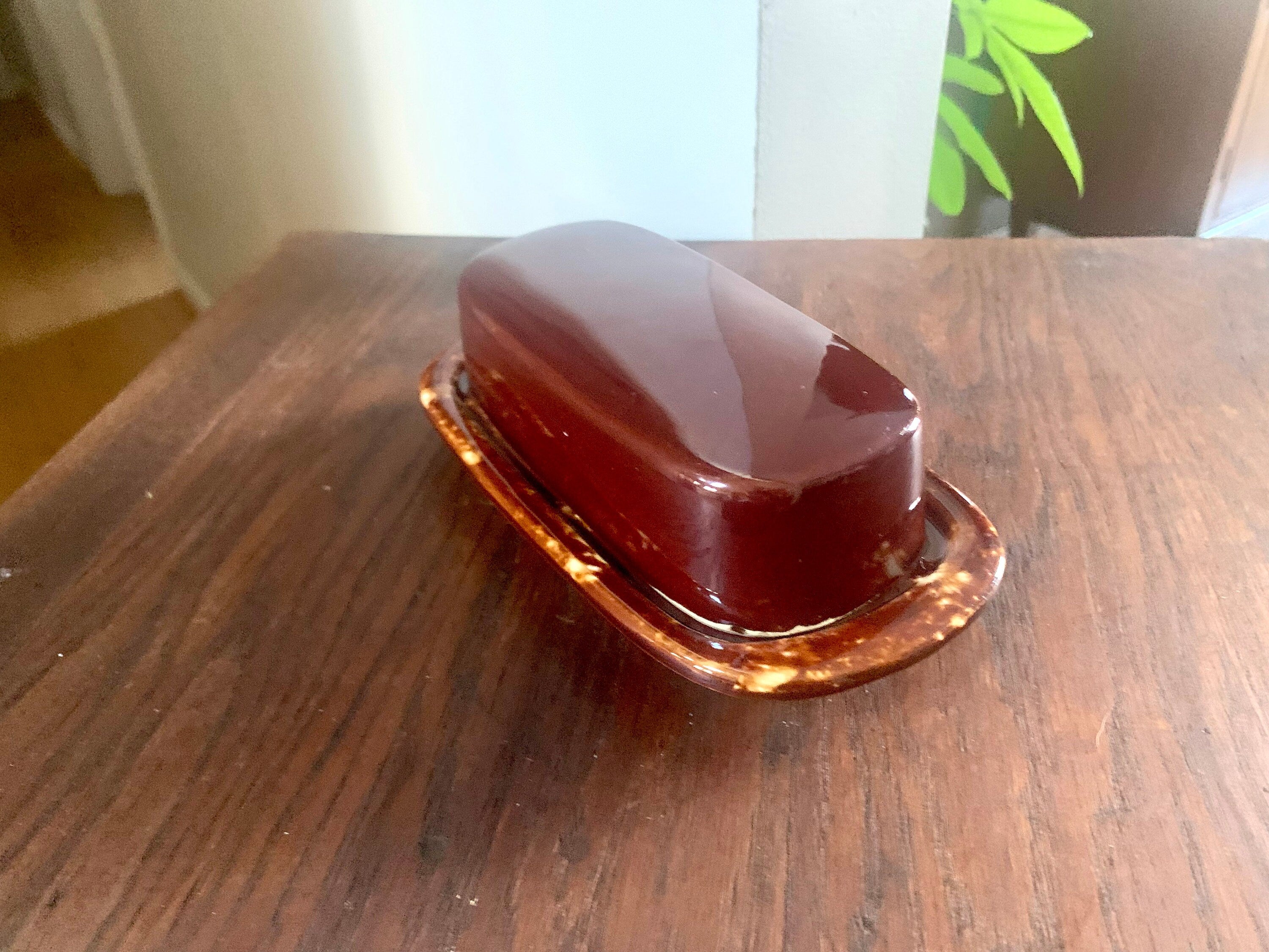 Vintage McCoy 7013 Butter Dish | Brown Drip Ceramic McCoy Butter Dish | Lidded McCoy Butter Dish | McCoy Covered Butter Dish