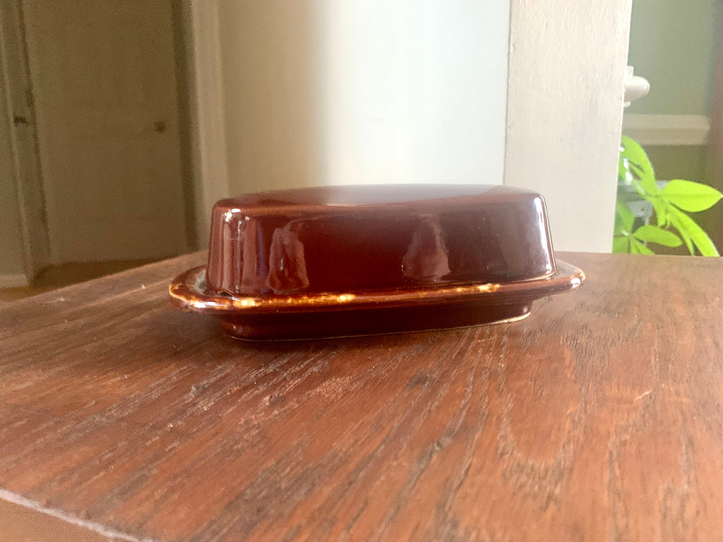 Vintage McCoy 7013 Butter Dish | Brown Drip Ceramic McCoy Butter Dish | Lidded McCoy Butter Dish | McCoy Covered Butter Dish
