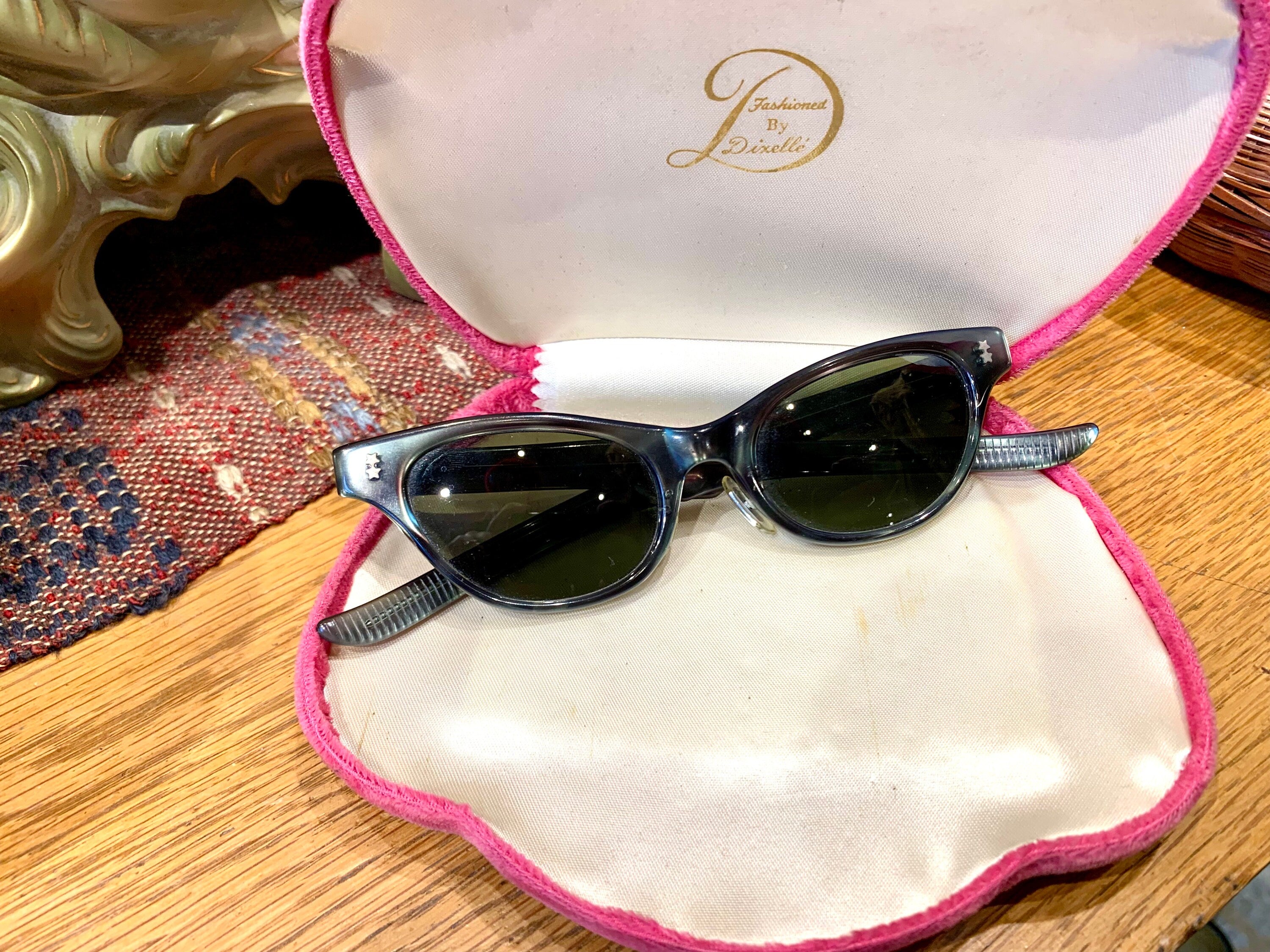 Pair Of 1950's Victory Cats Eye Sunglasses| Emerald Green Tint Cat Eye Sunglasses| Victory Eyewear| Smoked Glass Victory Sunglasses