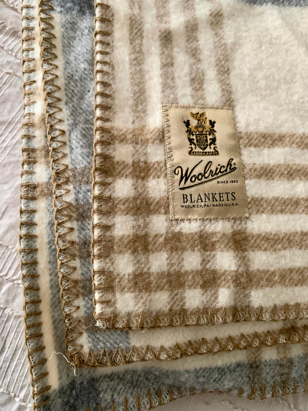 Vintage Woolrich Wool Blanket | Garde La Foy Woolrich Woven Beadspread | Plaid All Wool Blanket | Large Wool Woolrich Blanket | 50's Blanket