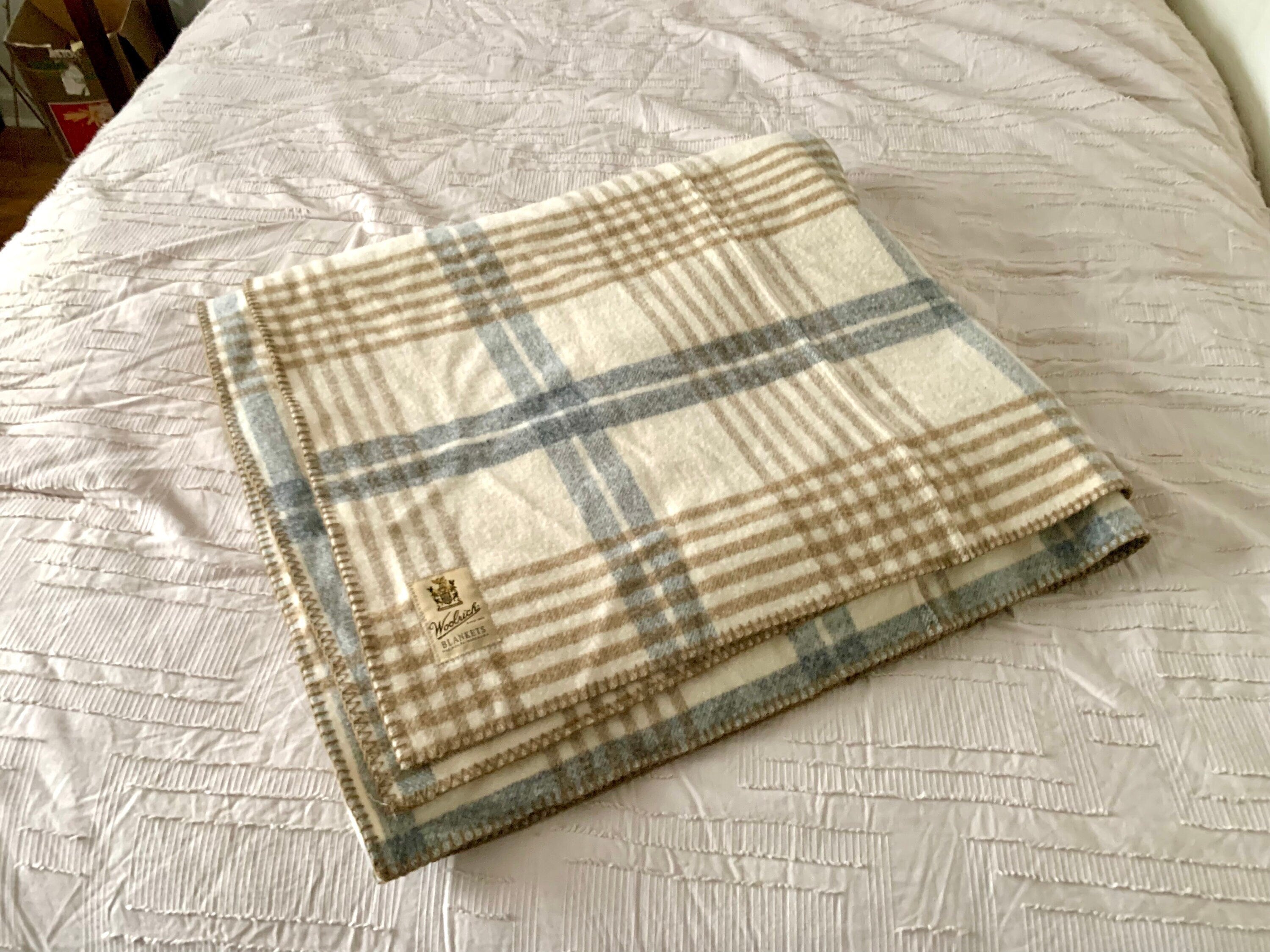 Vintage Woolrich Wool Blanket | Garde La Foy Woolrich Woven Beadspread | Plaid All Wool Blanket | Large Wool Woolrich Blanket | 50's Blanket