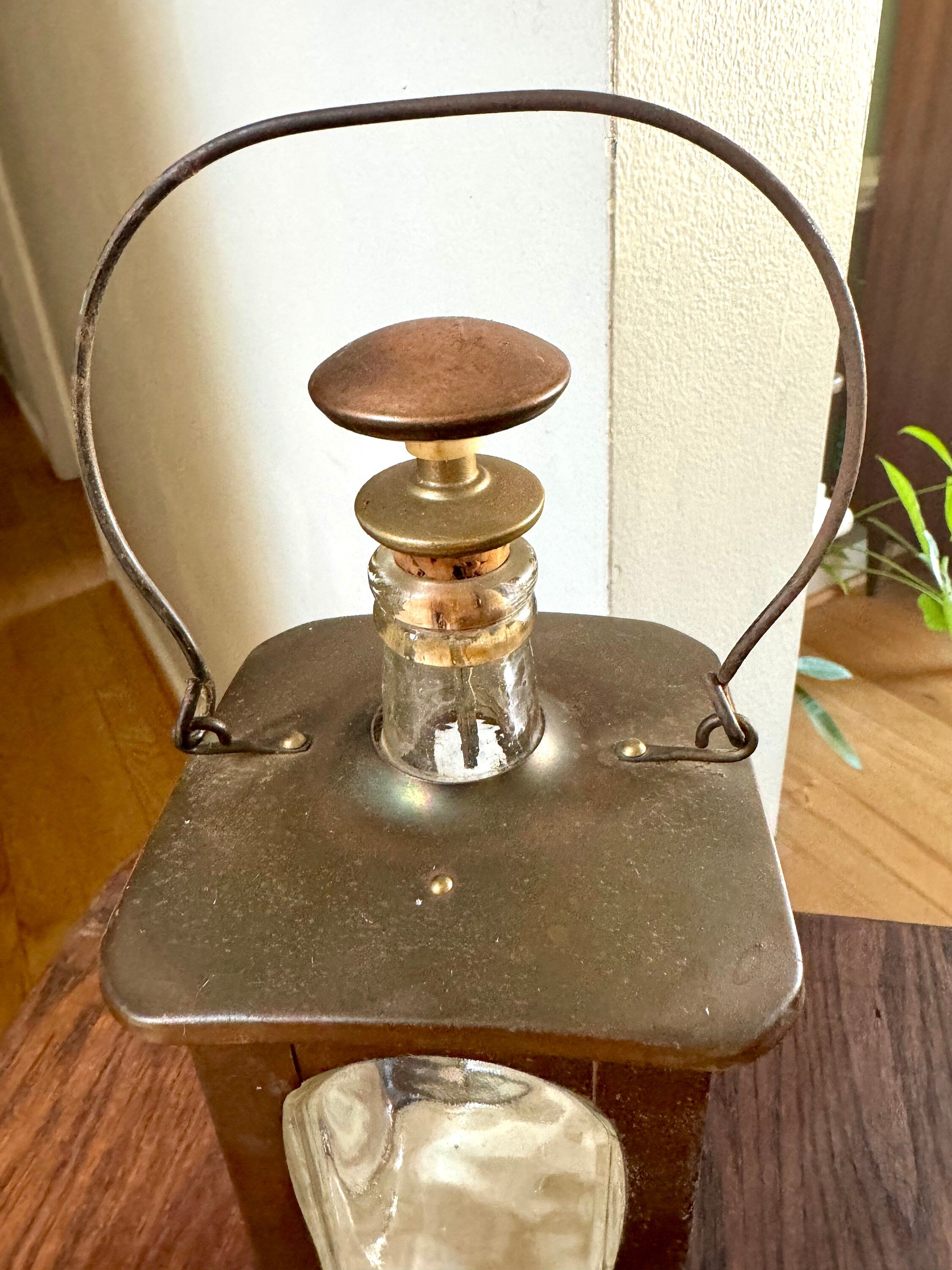 Vintage Copper Musical Lantern Decanter | Glass and Copper Music Decanter | Lantern Style Decanter | Anniversary Song Musical Decanter