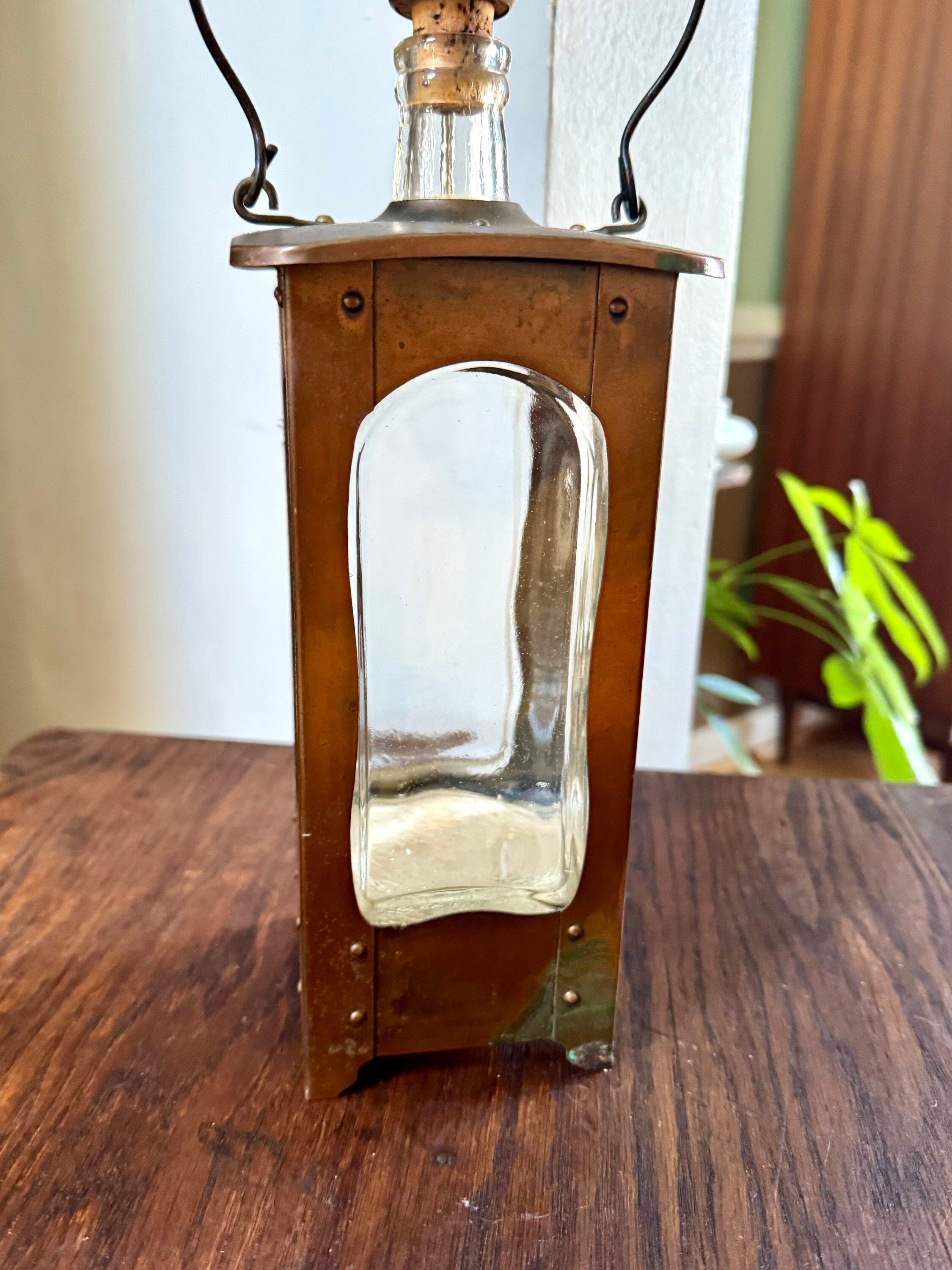 Vintage Copper Musical Lantern Decanter | Glass and Copper Music Decanter | Lantern Style Decanter | Anniversary Song Musical Decanter