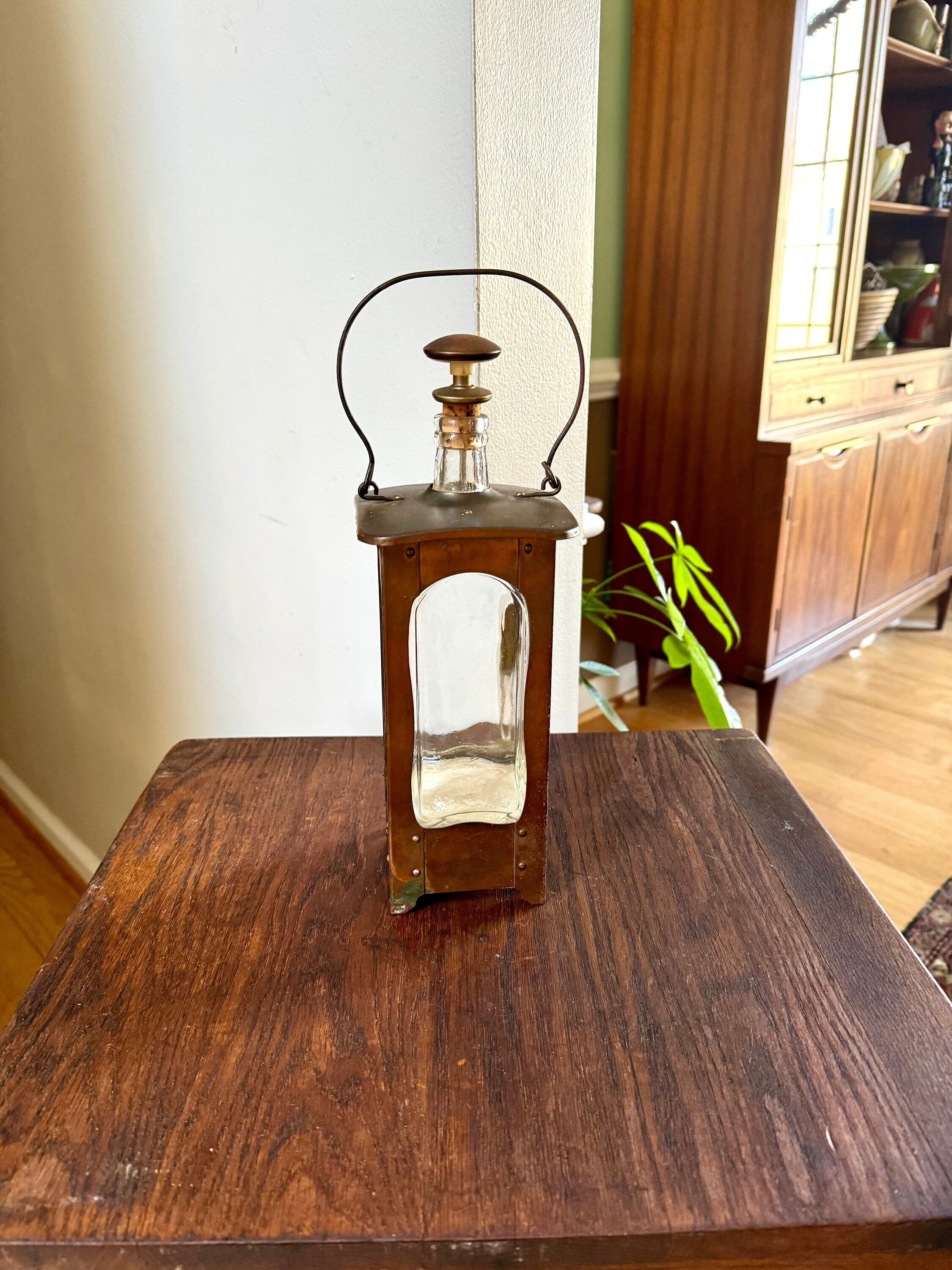 Vintage Copper Musical Lantern Decanter | Glass and Copper Music Decanter | Lantern Style Decanter | Anniversary Song Musical Decanter