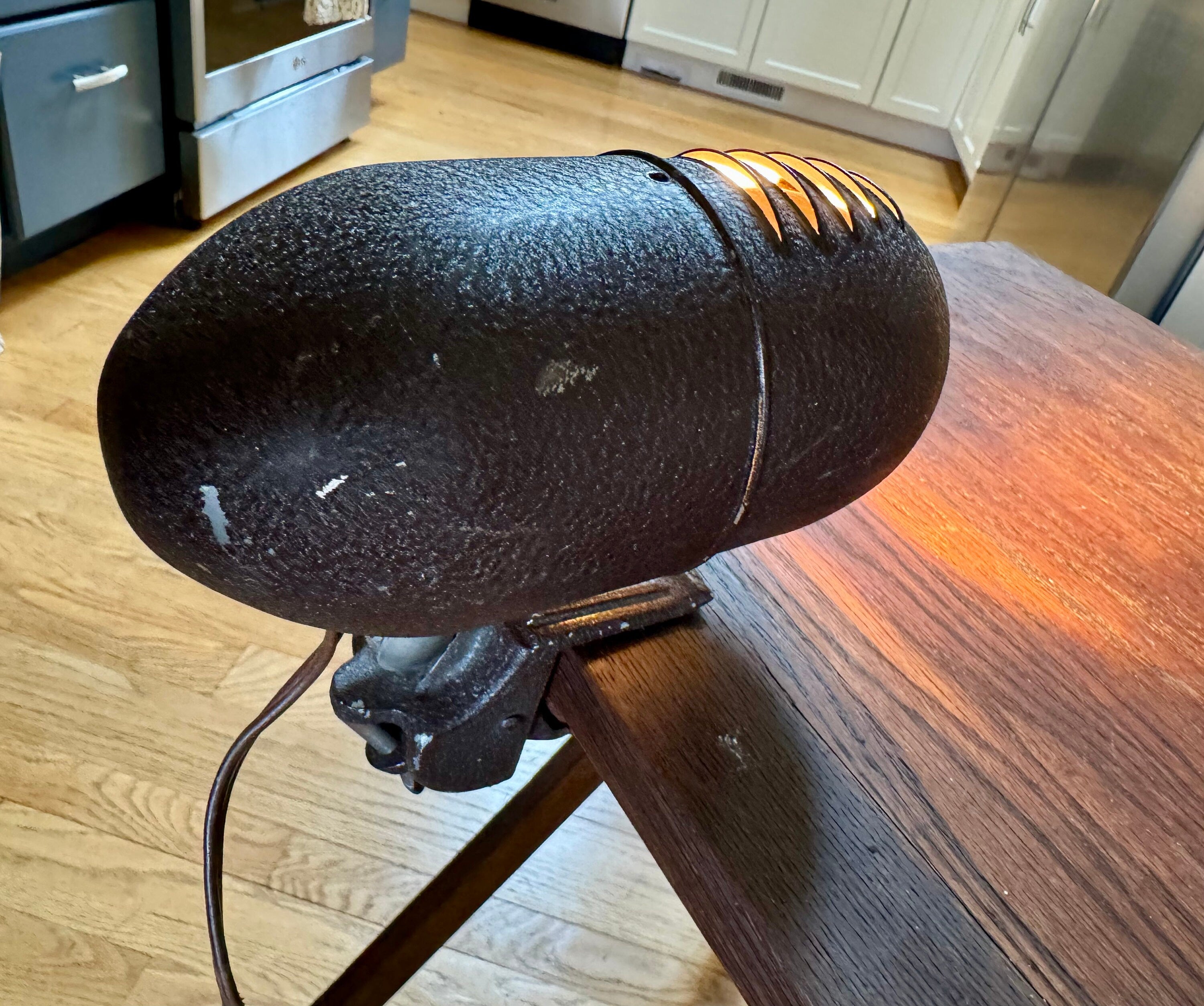 1940's Metal Headboard Lamp | Art Deco Clamp Lamp | 1940's Bullet Fisheye Lamp | Industrial Reading Lamp | Atomic Clamp On Task Lamp