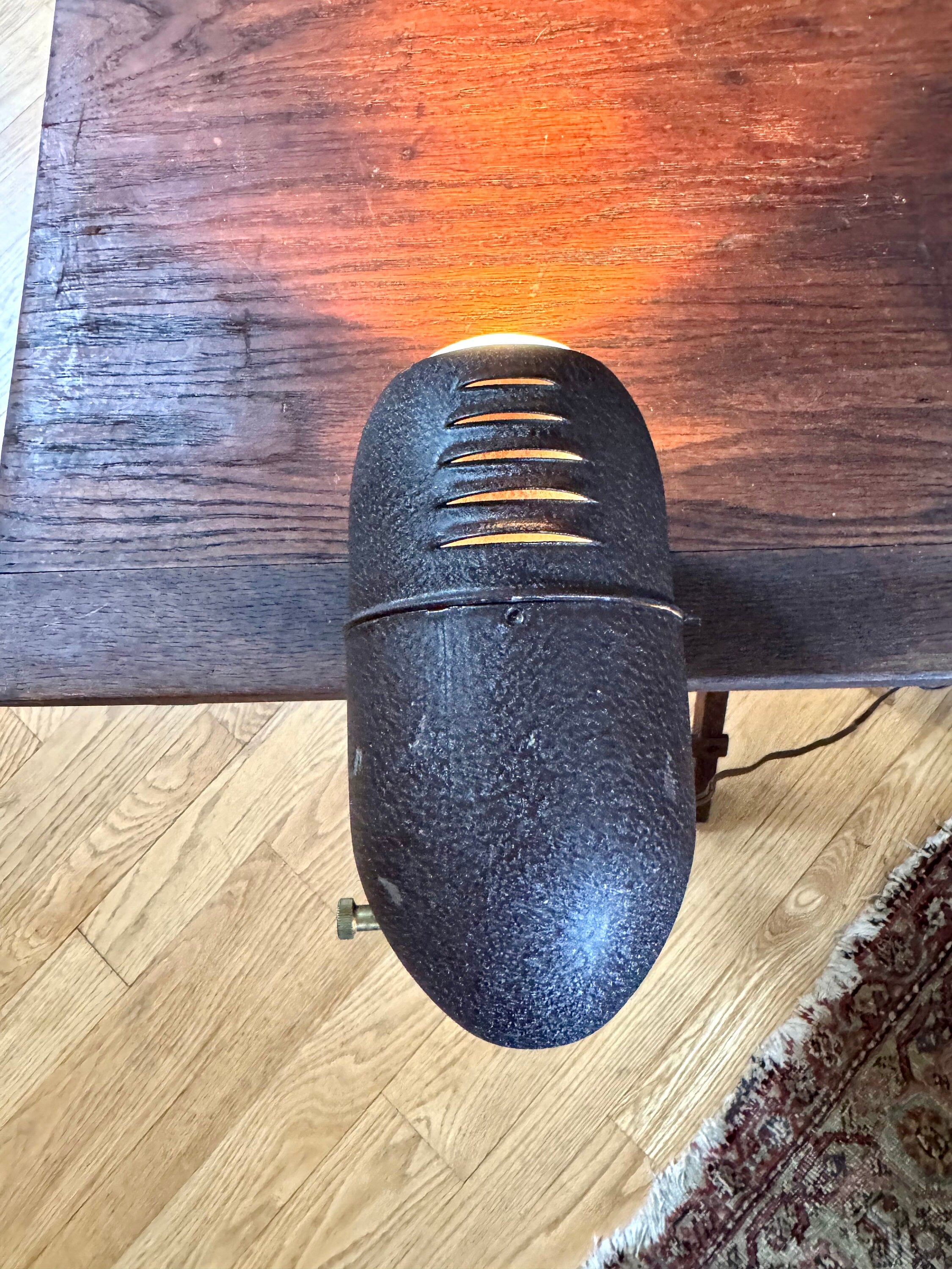 1940's Metal Headboard Lamp | Art Deco Clamp Lamp | 1940's Bullet Fisheye Lamp | Industrial Reading Lamp | Atomic Clamp On Task Lamp