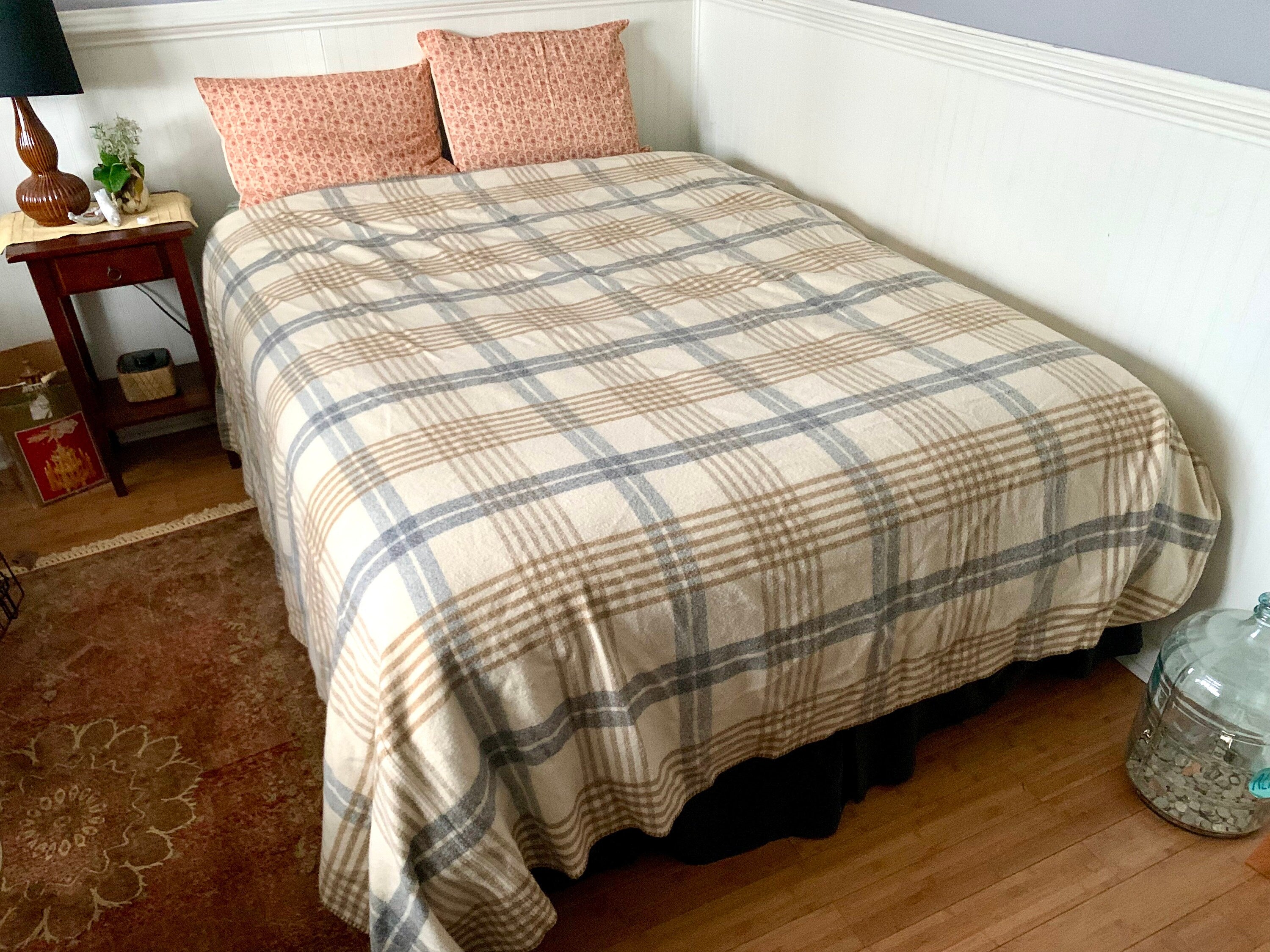 Vintage Woolrich Wool Blanket | Garde La Foy Woolrich Woven Beadspread | Plaid All Wool Blanket | Large Wool Woolrich Blanket | 50's Blanket