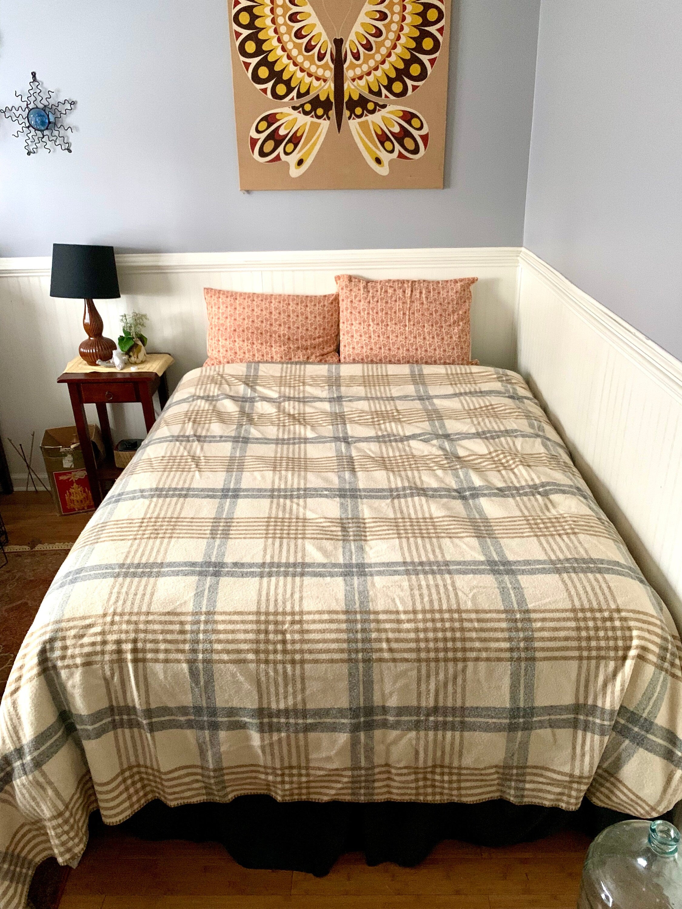 Vintage Woolrich Wool Blanket | Garde La Foy Woolrich Woven Beadspread | Plaid All Wool Blanket | Large Wool Woolrich Blanket | 50's Blanket