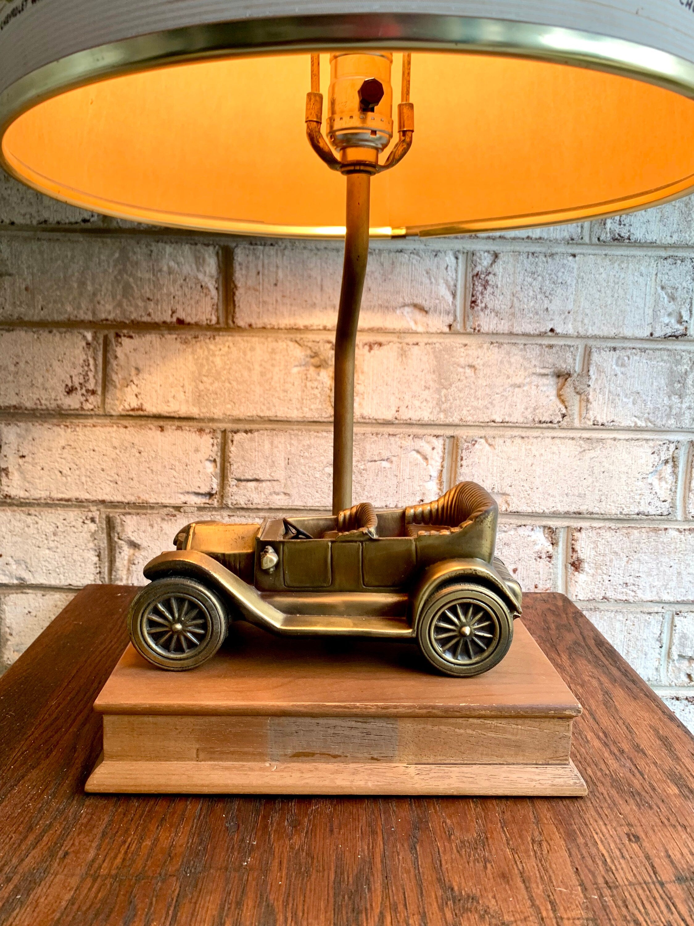 Chevrolet Dealer Lamp | Vintage Cast Metal Chevrolet Car Dealer Lamp | Corvette, Corvair, Chevy Lamp Shade | Automobile Dealership Lamp