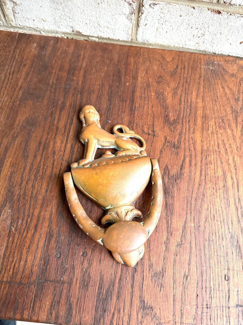 Antique Bronze Sphinx Door Knocker | Rustic 1800's Sphinx Door Knocker | English Regency Sphinx Door Decor | Neoclassic Motif Design Knocker