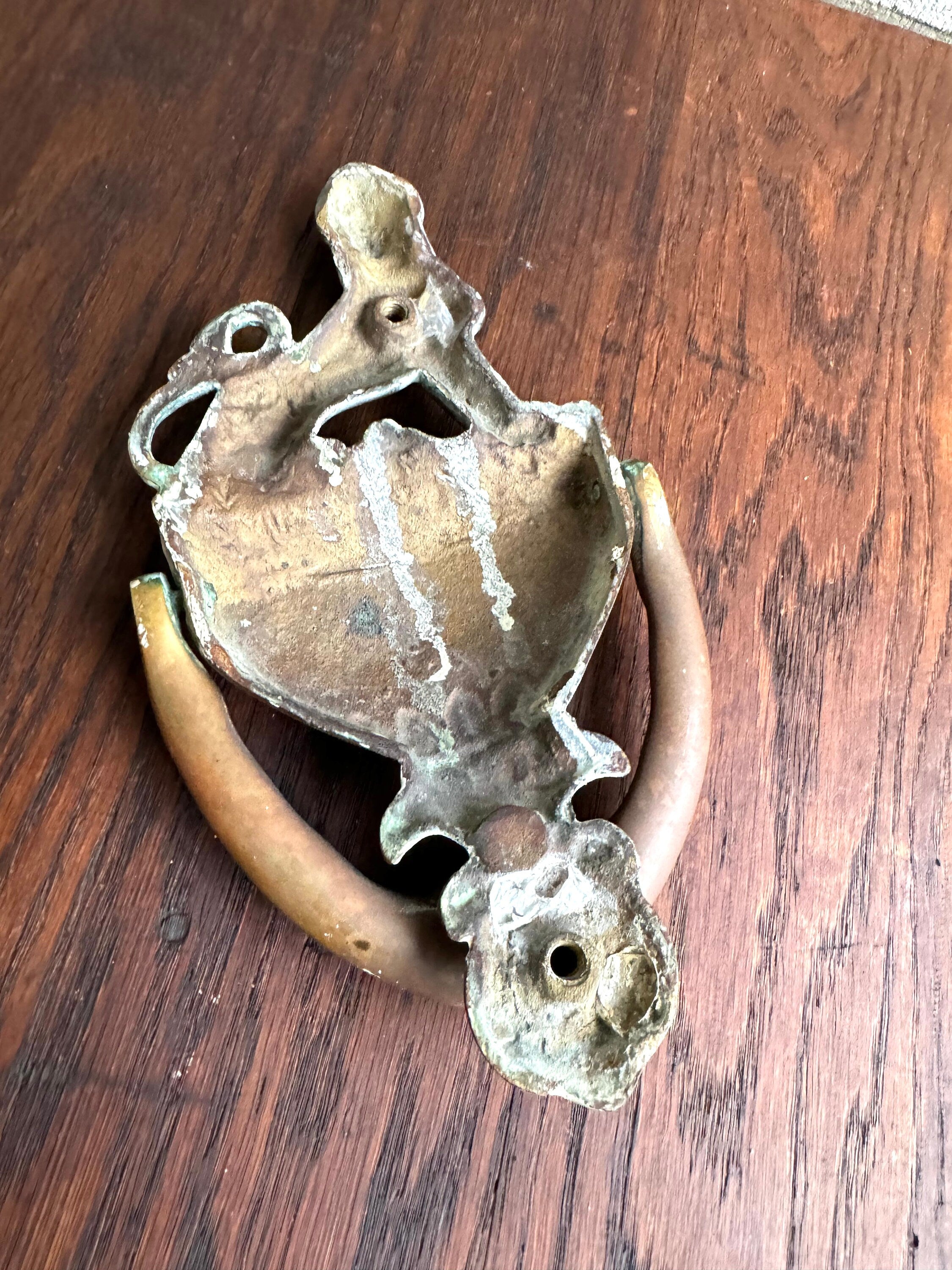 Antique Bronze Sphinx Door Knocker | Rustic 1800's Sphinx Door Knocker | English Regency Sphinx Door Decor | Neoclassic Motif Design Knocker