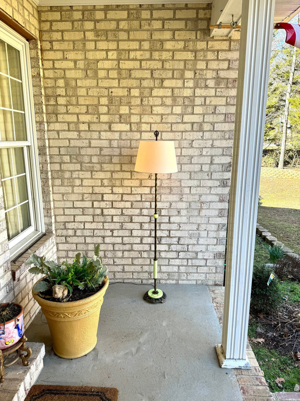 Artistic Brass & Bronze Works Floor Lamp | Antique Brass and Onyx Floor Lamp | Signed Ornate Onyx and Brass Floor Lamp | Shade Not Inc