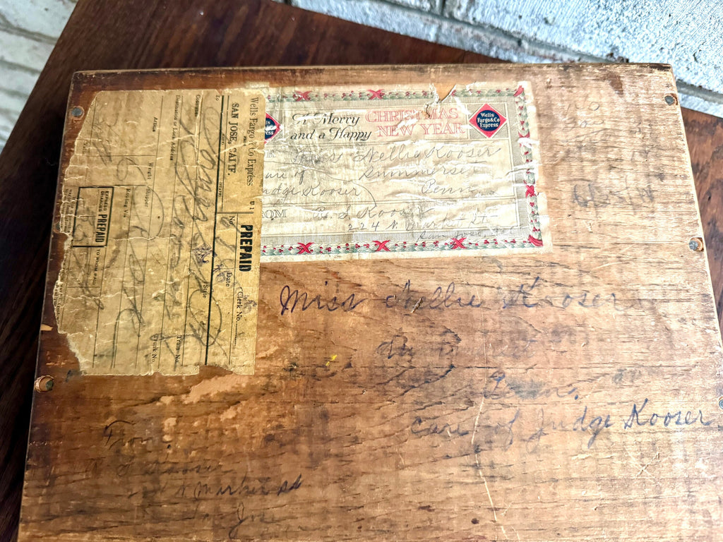 Antique Wood Castle Brothers Prune Box | Distressed Wood Prune Box | California Sun-Dried Prune Box | Santa Clara Valley Sun Dried Prune Box