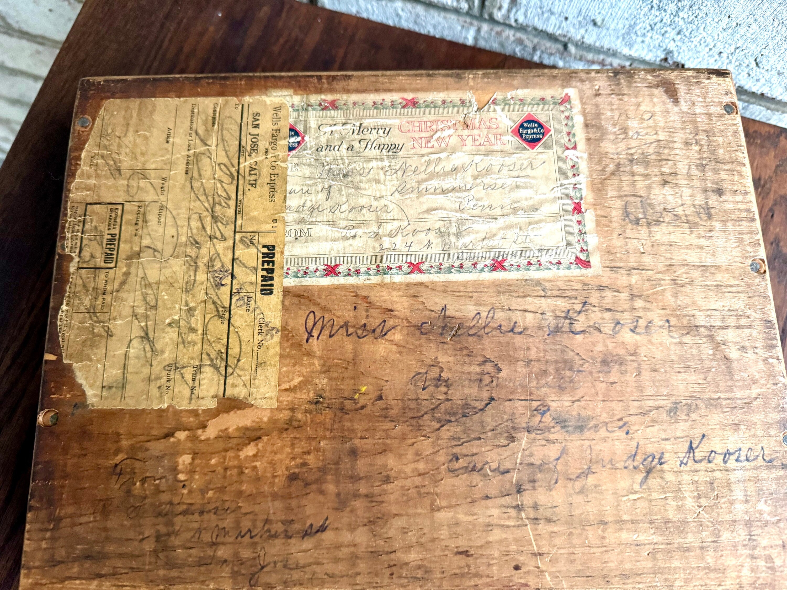 Antique Wood Castle Brothers Prune Box | Distressed Wood Prune Box | California Sun-Dried Prune Box | Santa Clara Valley Sun Dried Prune Box