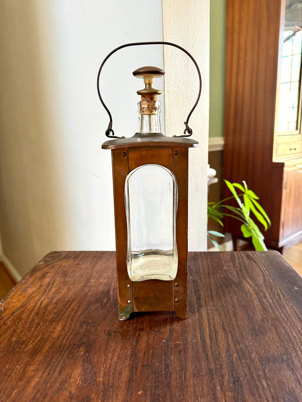 Vintage Copper Musical Lantern Decanter | Glass and Copper Music Decanter | Lantern Style Decanter | Anniversary Song Musical Decanter