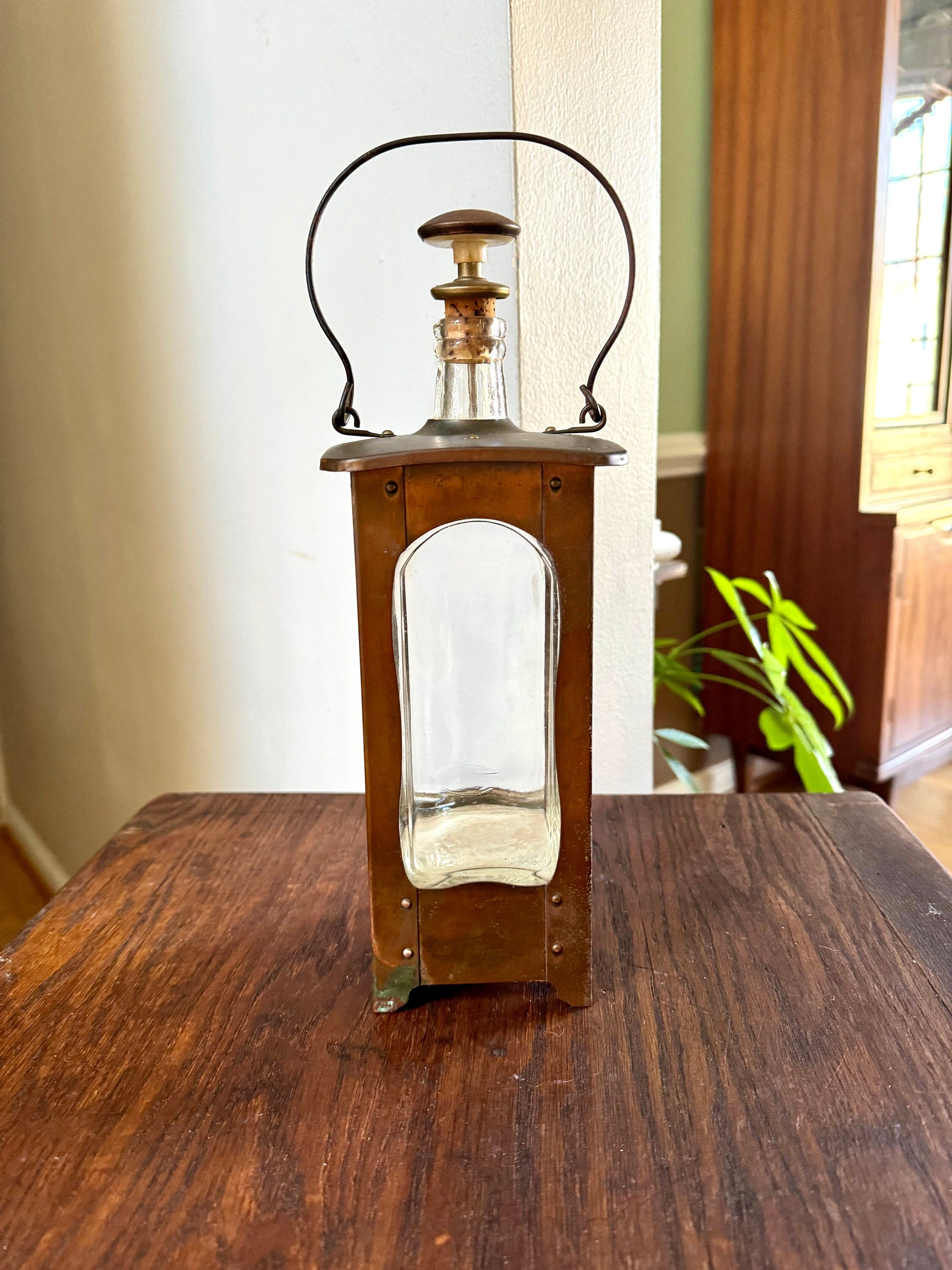 Vintage Copper Musical Lantern Decanter | Glass and Copper Music Decanter | Lantern Style Decanter | Anniversary Song Musical Decanter