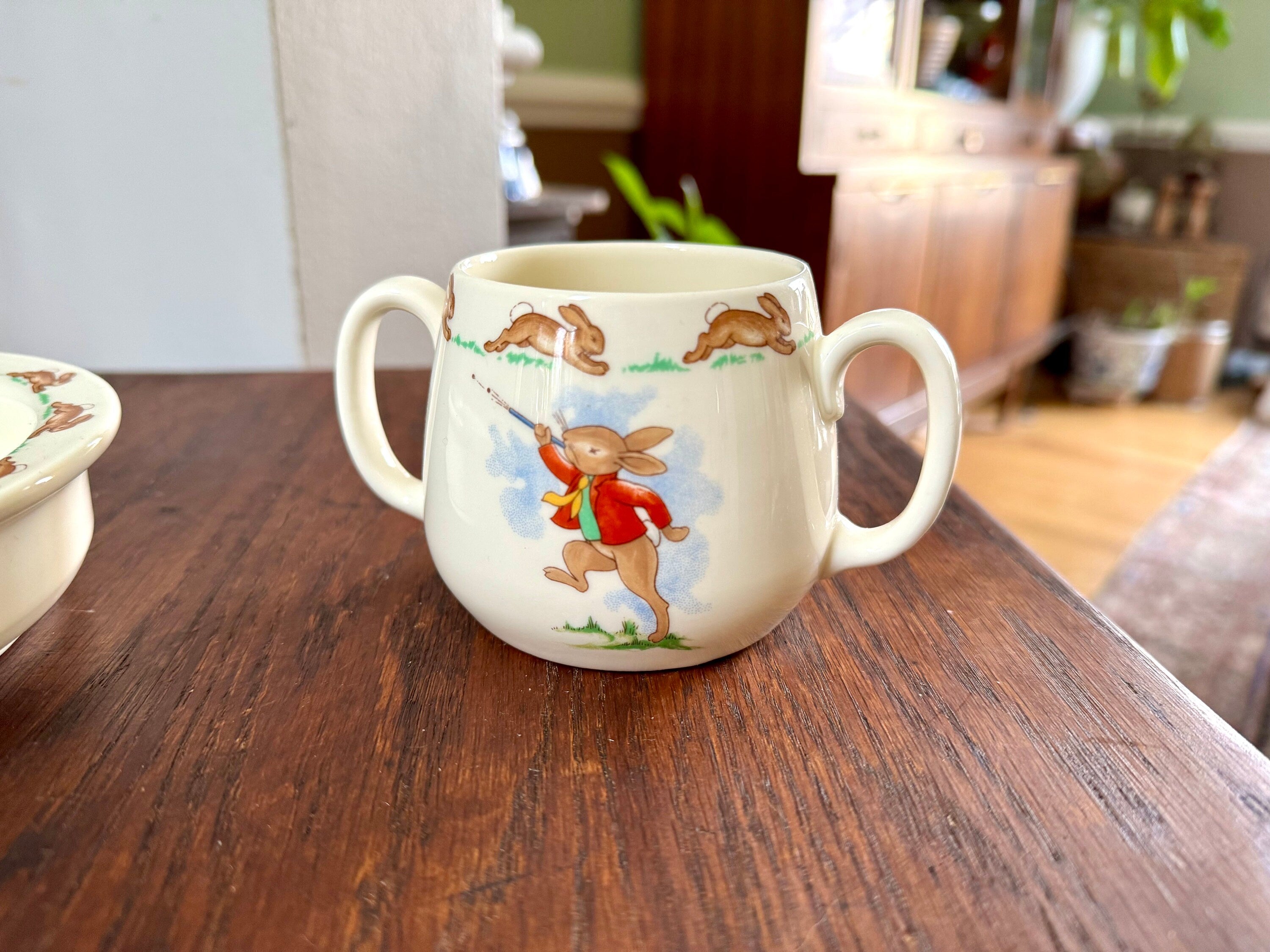 Vintage Royal Doulton Bunnykins Children's Bowl and Drinking Cup | Toddler's Bunny Themed Bowl and Cup | English Fine Bone China | Bunnykins