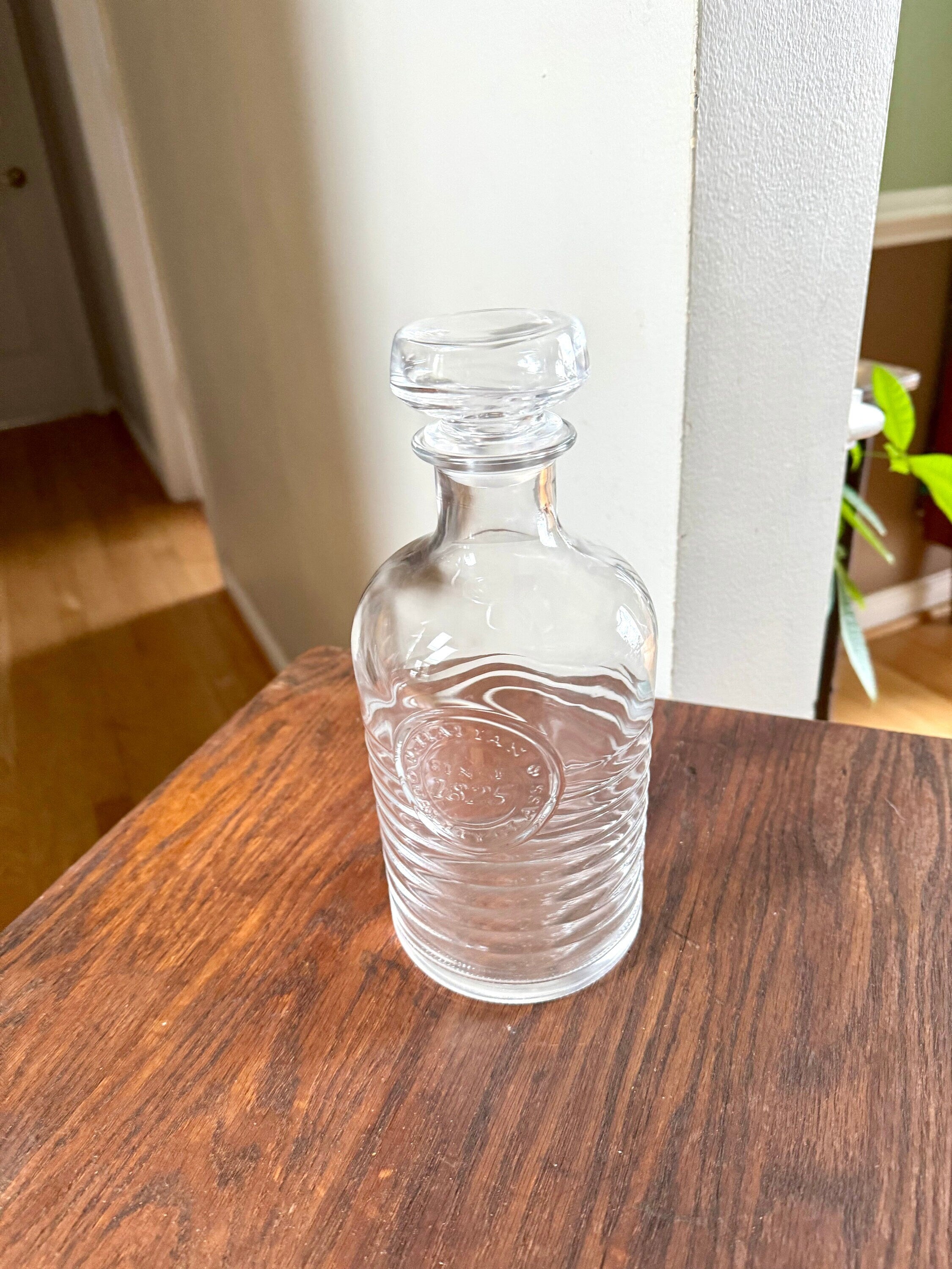 Vtg Bormioli Rocco Glass Decanter | Ribbed Italian Quality Glass Bottle With Stopper | Glass Whiskey Decanter | 2 Available