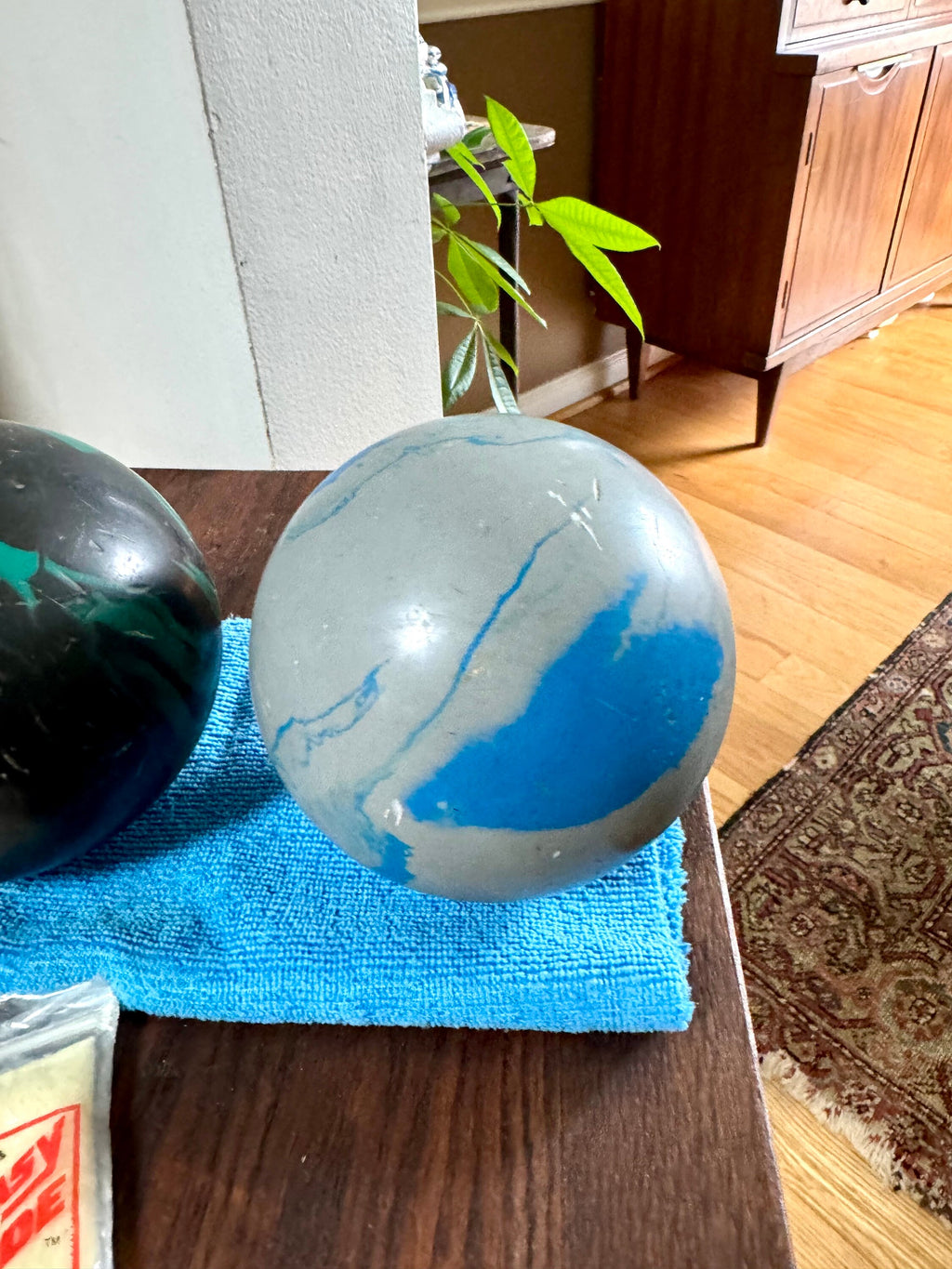 Vtg Marbleized Duck Pins Balls | Duck Pin Bowling Balls | Blue and Black Duck Pin Balls | 3 Duckpin Bowling Balls | Duckpin Ball Set