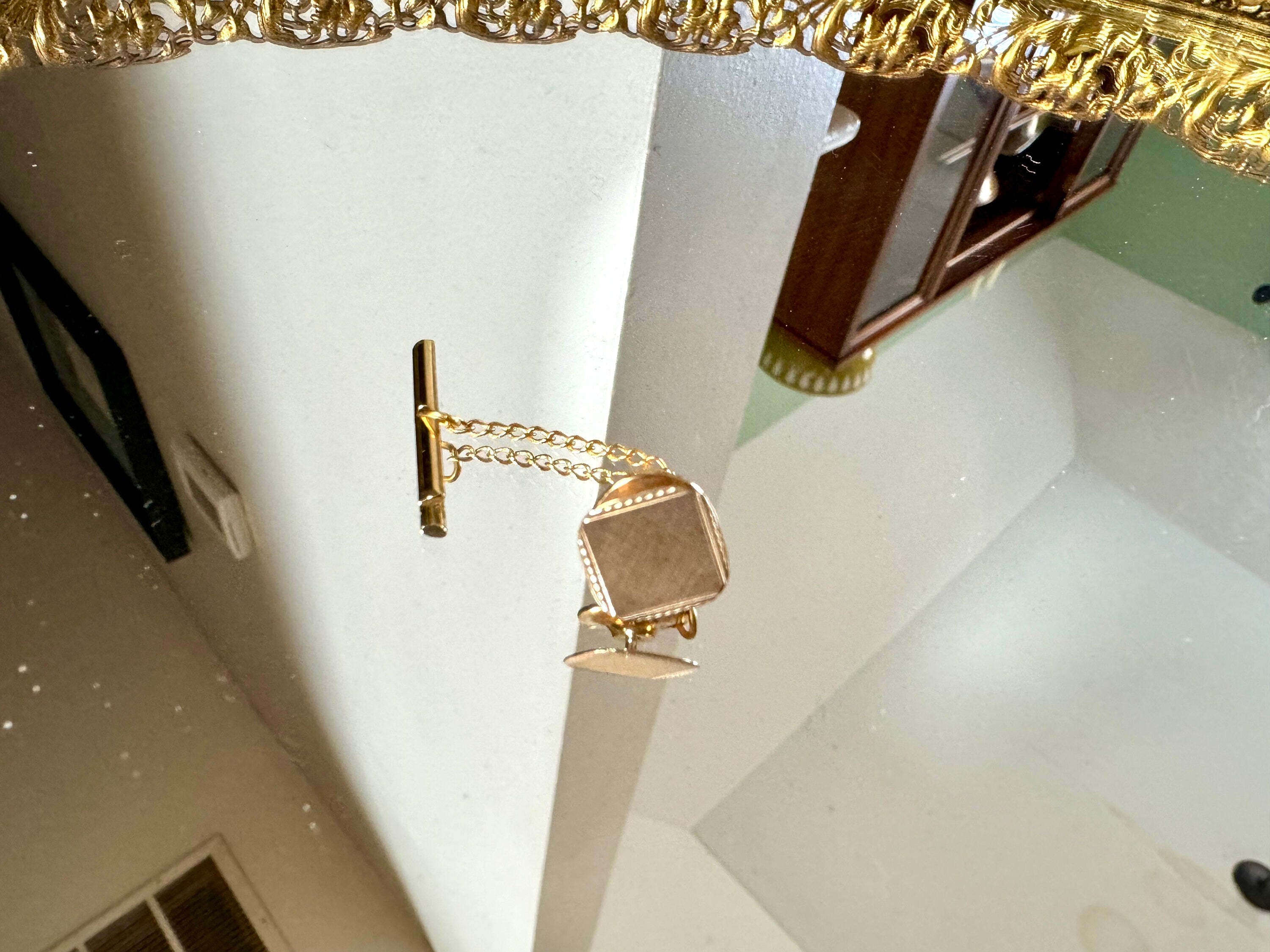 J.V. Carter 14KT Etched Tie Tack Pin | Vintage 14K Yellow Gold Tie Tack Pin in Original Box | Simple Gold Tie Tack Pin