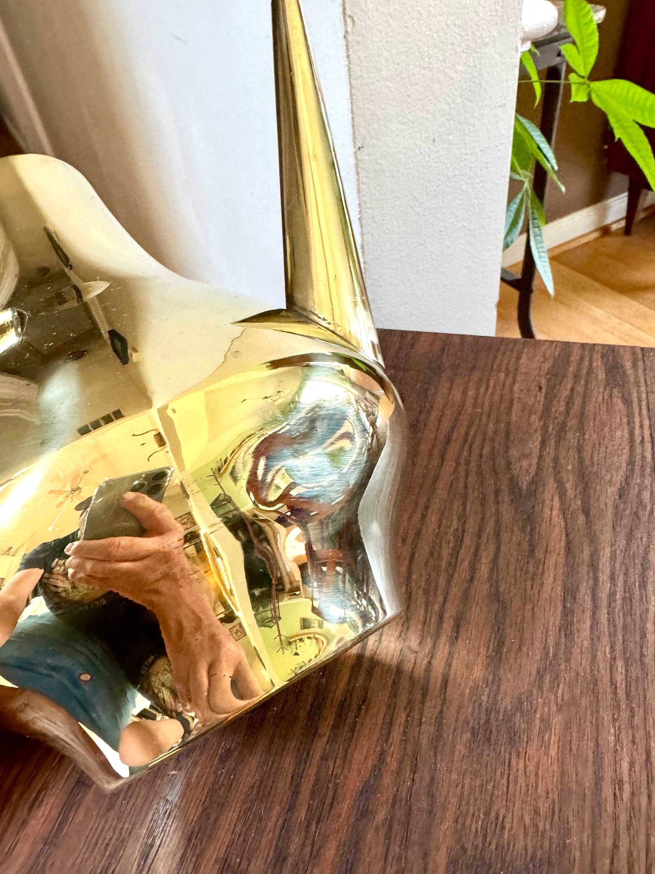 Vtg Italian Brass Tea Pot | Mid Century Modern Brass Teapot with Wood Handle | Made In Italy Brass Tea Kettle